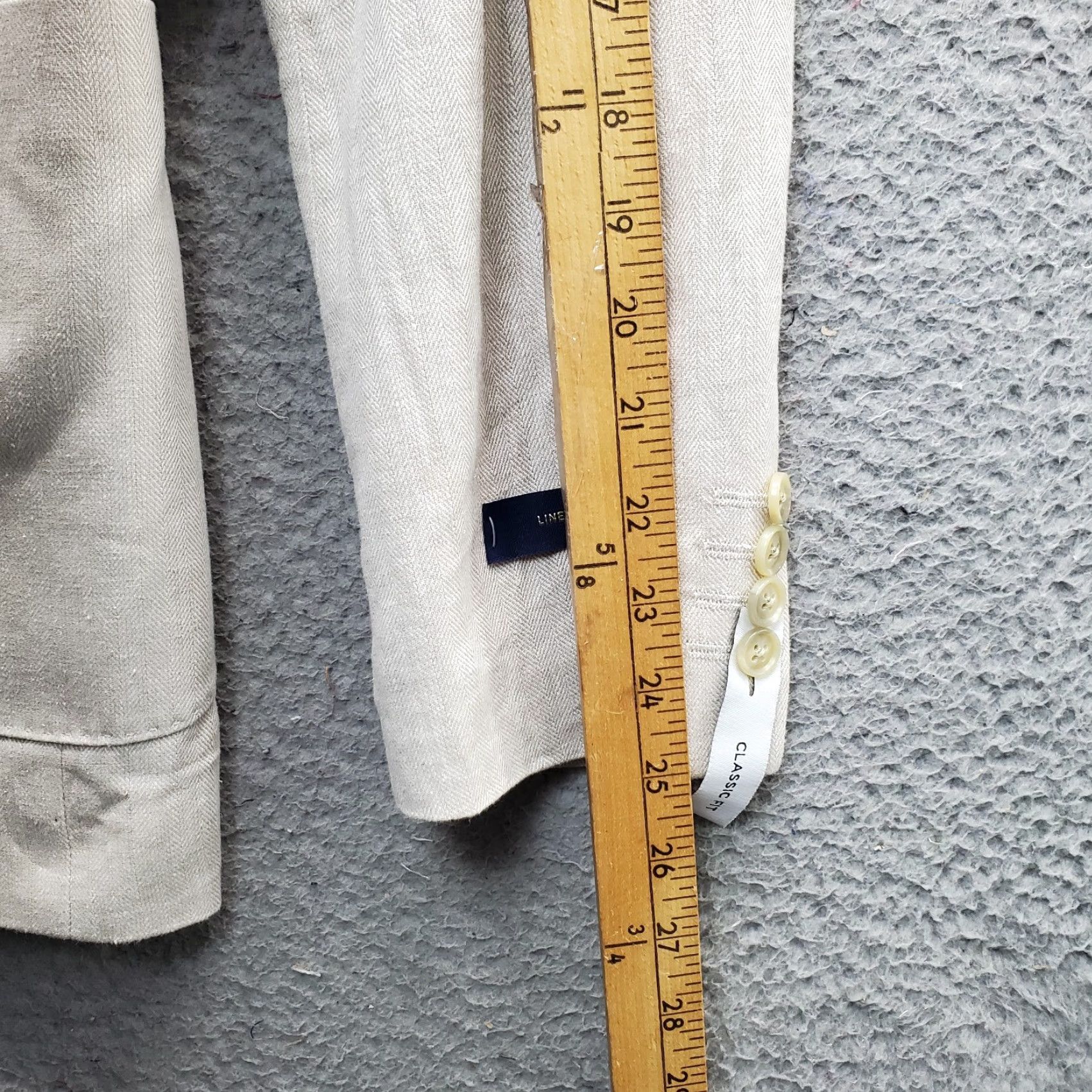 Stafford Stafford Mens Blazer Jacket Notch Lapel Tan Herringbone Linen Cotton 40R Size Mens Length 30 Chest 20.5 Size 40R - 5 Thumbnail