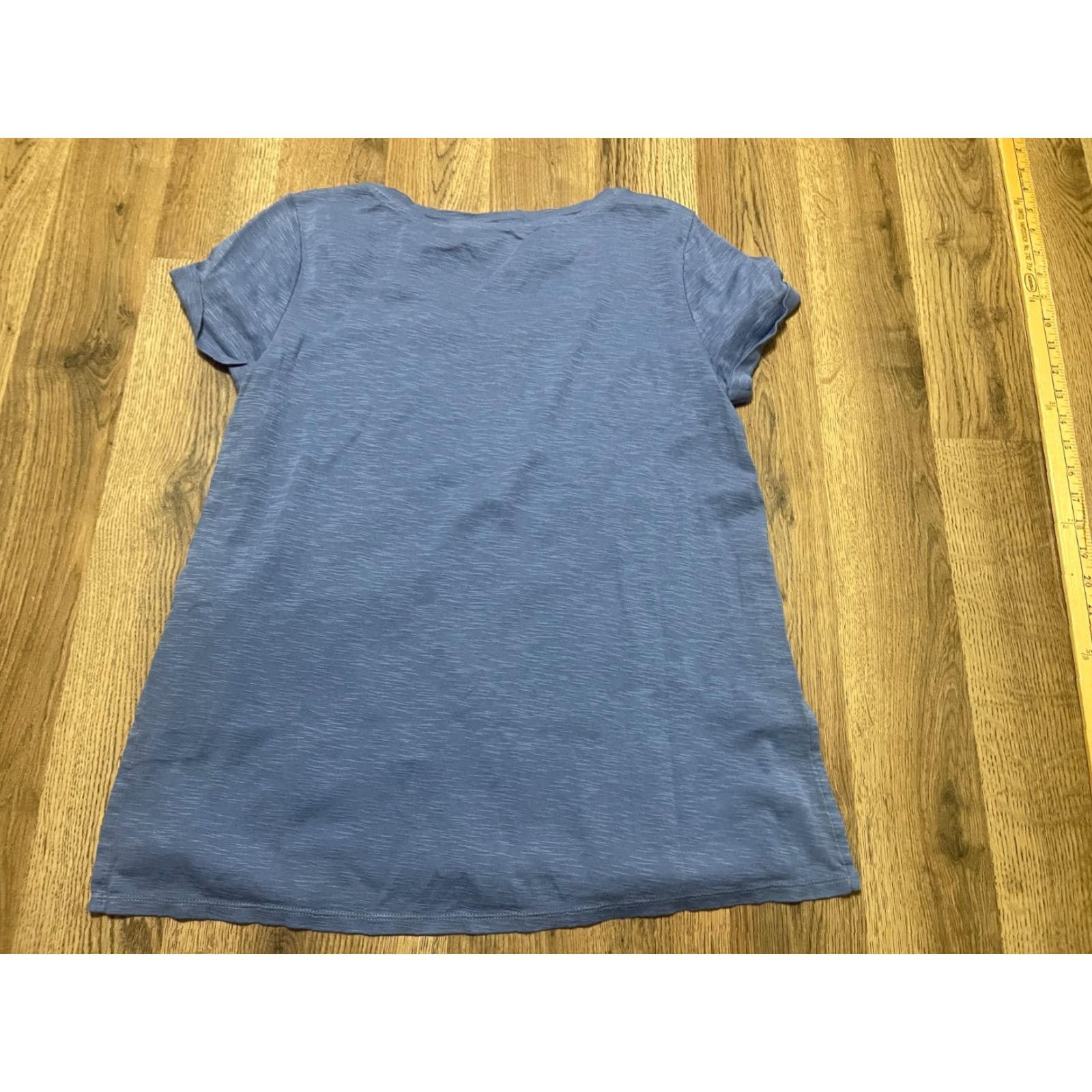 J. Jill J. Jill Shirt Womens Small Blue V-Neck Pima Short Sleeve Tee Shirt Size S / US 4 / IT 40 - 2 Thumbnail