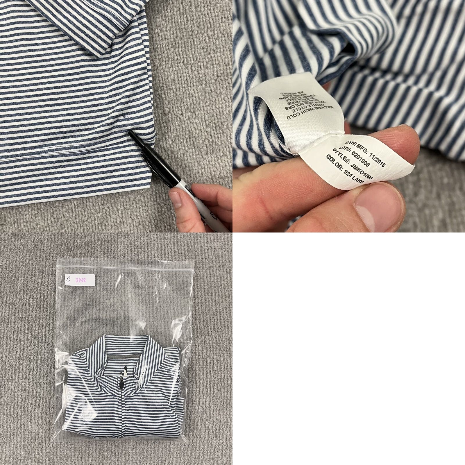 johnnie-O Johnnie O Turn Striped Prep Performance Pullover Jacket Mens Large Blue White Golf Zip Size US L / EU 52-54 / 3 - 8 Thumbnail