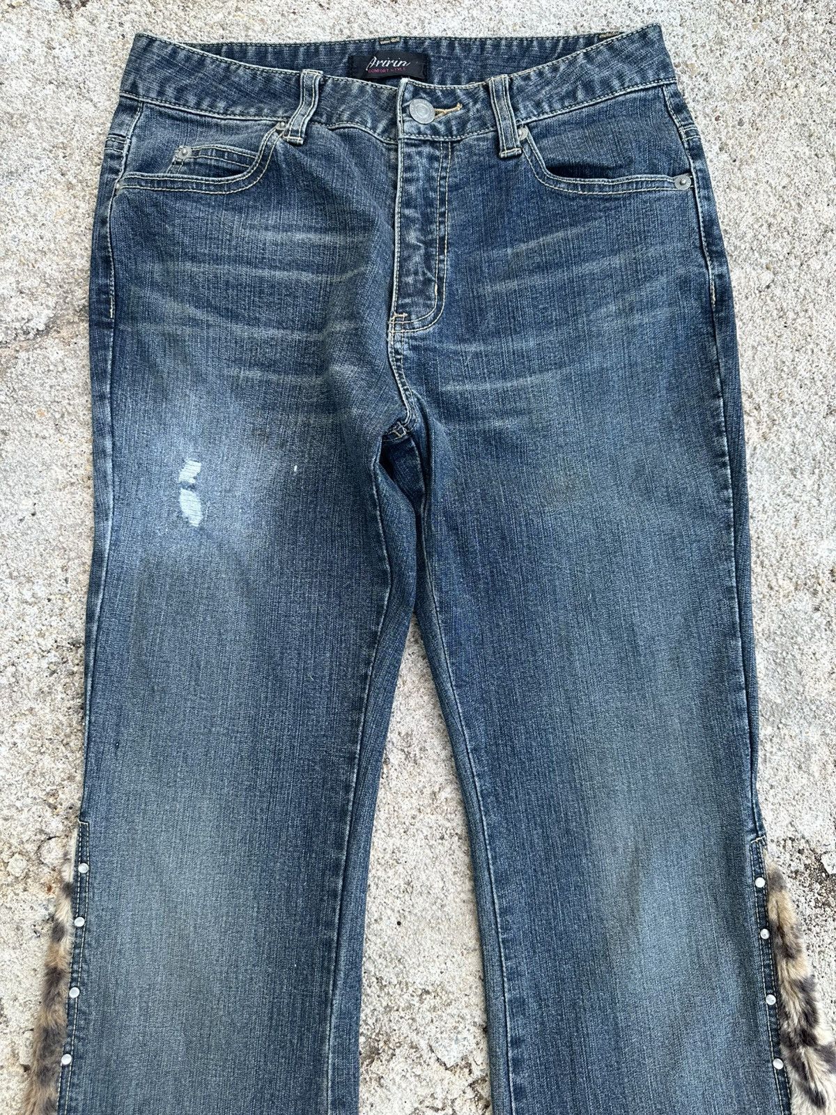Japanese Brand Y2K Flare Hysteric Inspired Jeans With Leopard Fur W27 Size 27" / US 4 / IT 40 - 3 Thumbnail