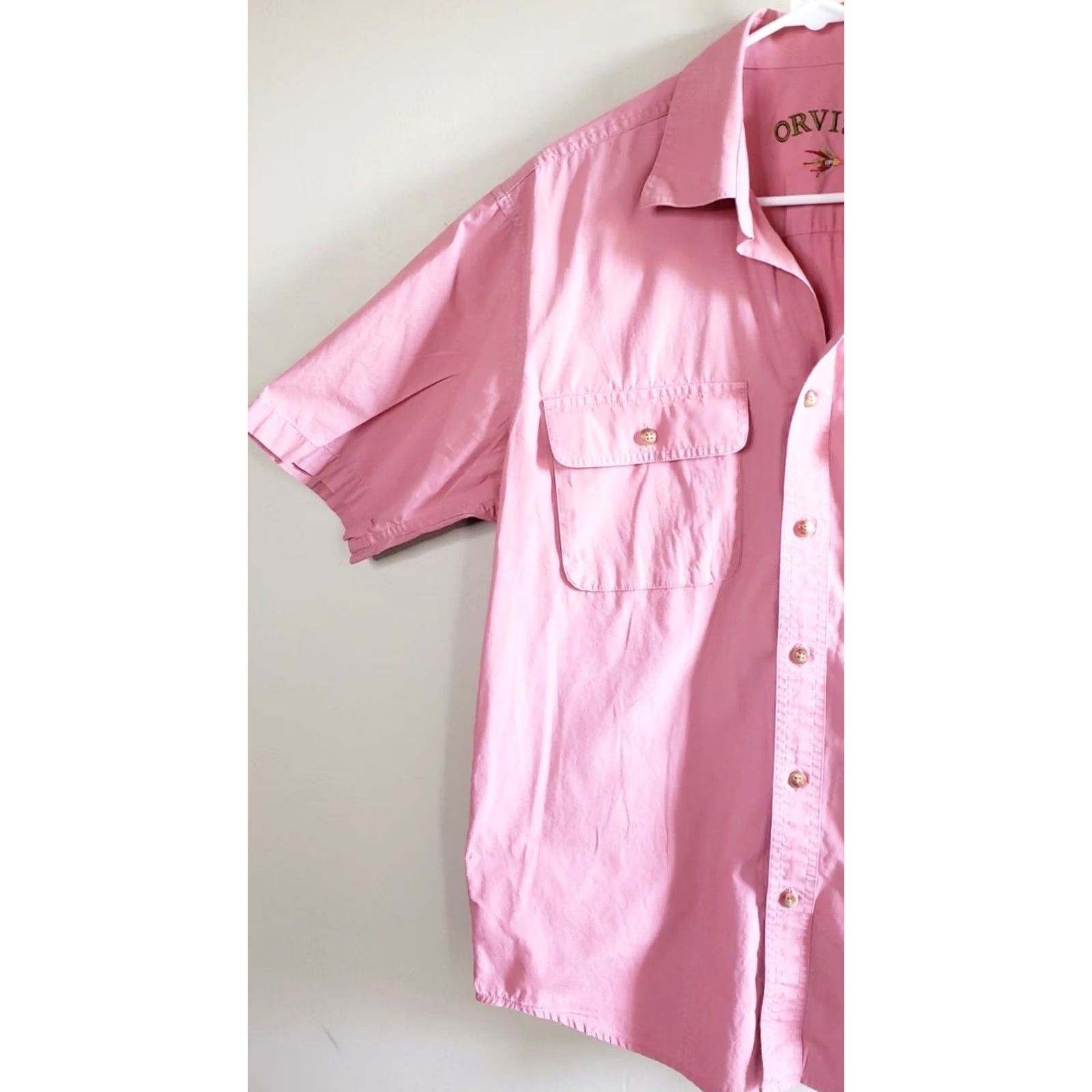 Orvis Orvis Men's Medium Pink Short Sleeve Button-Up Outdoors Fishing Shirt Pockets Size US M / EU 48-50 / 2 - 3 Thumbnail