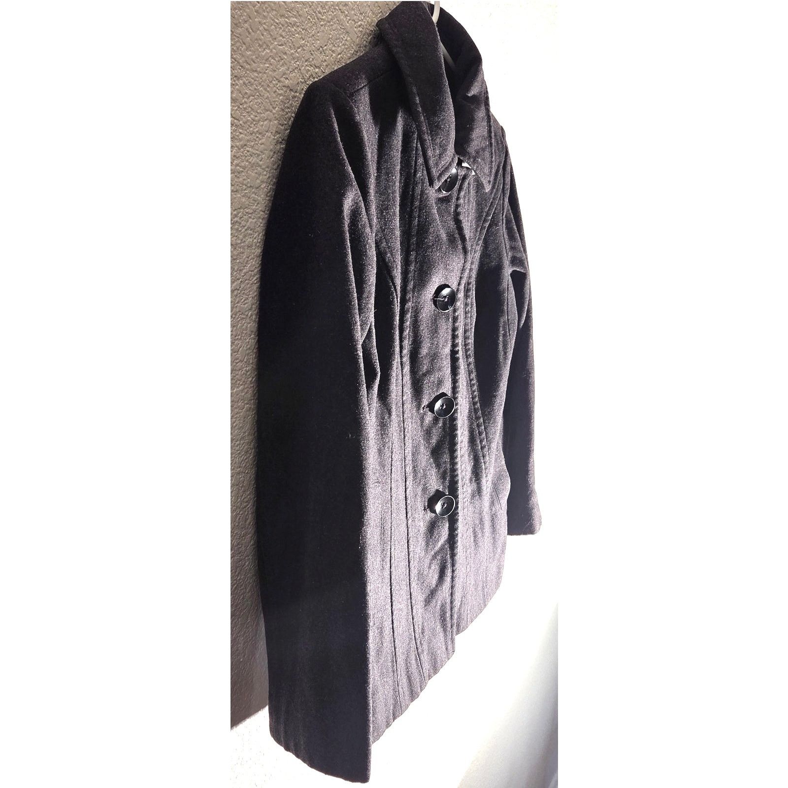 London Fog London Fog Women's Wool Blend Pea Coat - Dark Grey - M Size M / US 6-8 / IT 42-44 - 3 Thumbnail