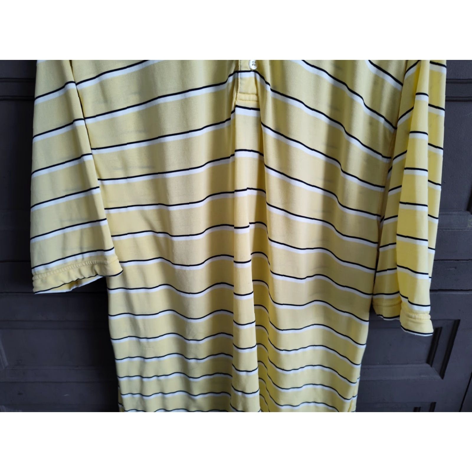 Footjoy Footjoy Polo Shirt Mens Large Yellow Striped Short Sleeve Polyester Stretch Golf Size US L / EU 52-54 / 3 - 3 Thumbnail