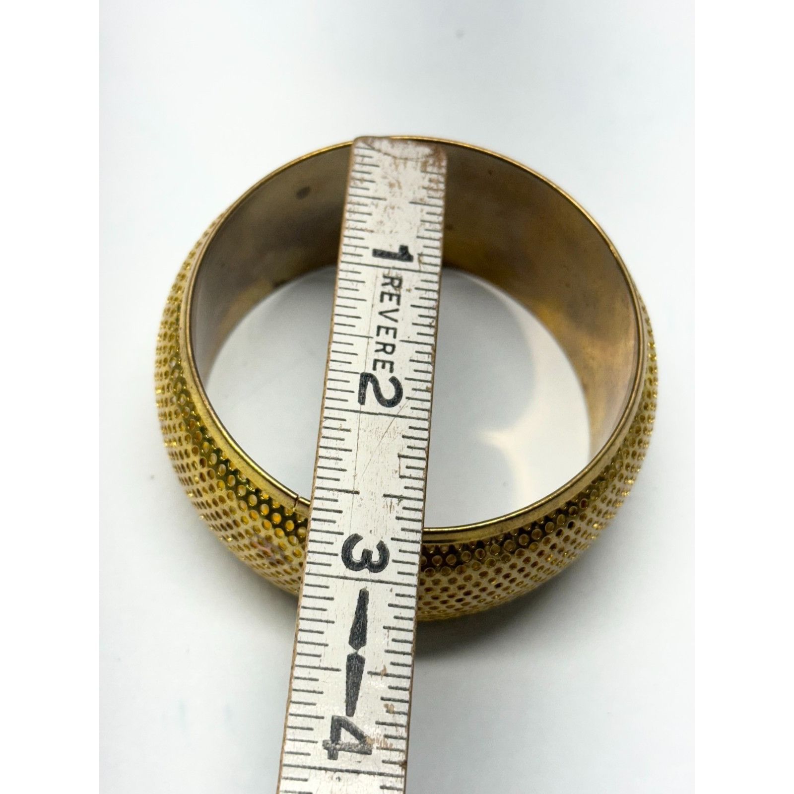 Vintage Vintage gold perforated wide bangle bracelet Size ONE SIZE - 4 Thumbnail