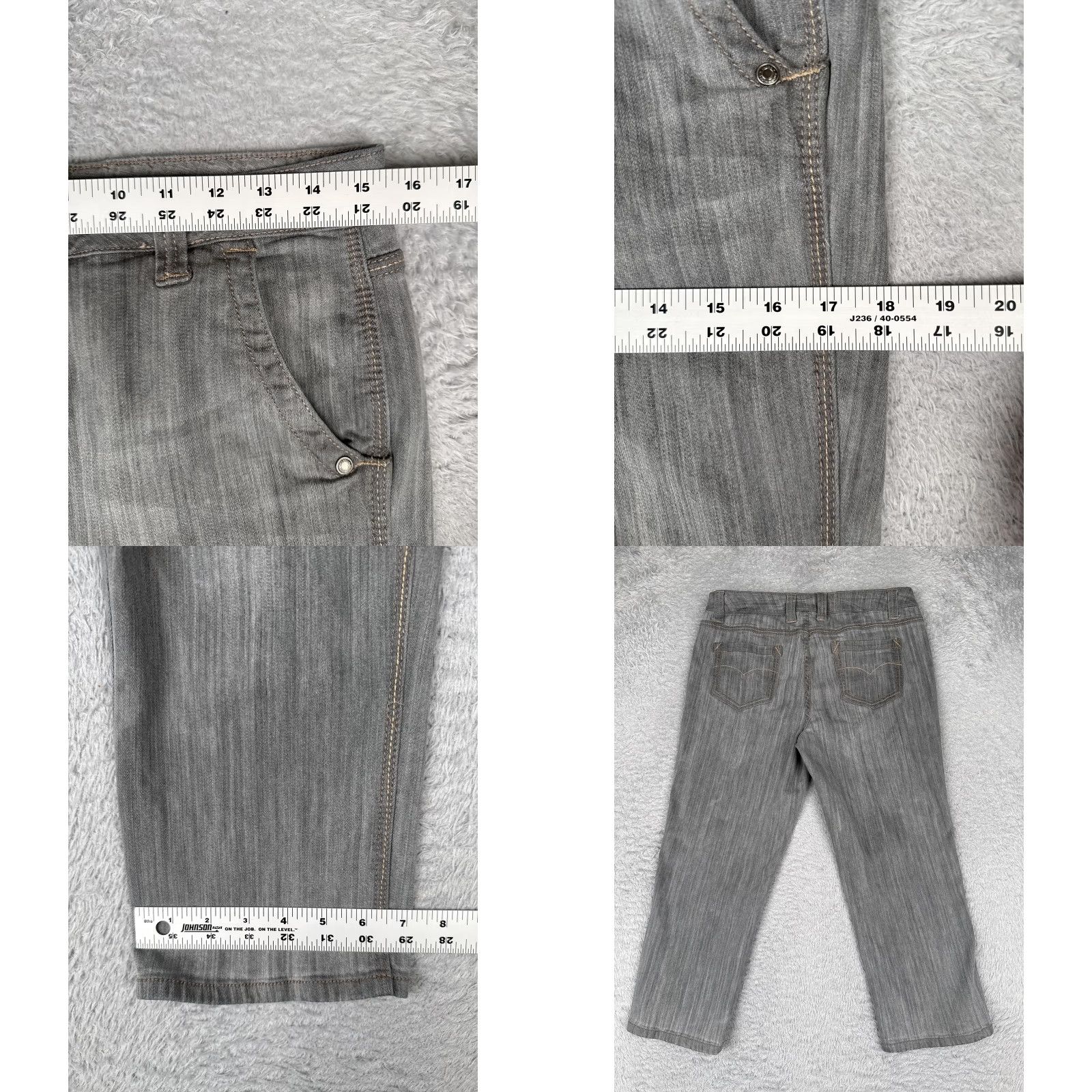 Faded Glory Faded Glory Jeans Capri Womens 30x22 Gray Med Wash Denim Regular Casual City 5-Pocket Womens Size 30" / US 8 / IT 44 - 9 Thumbnail