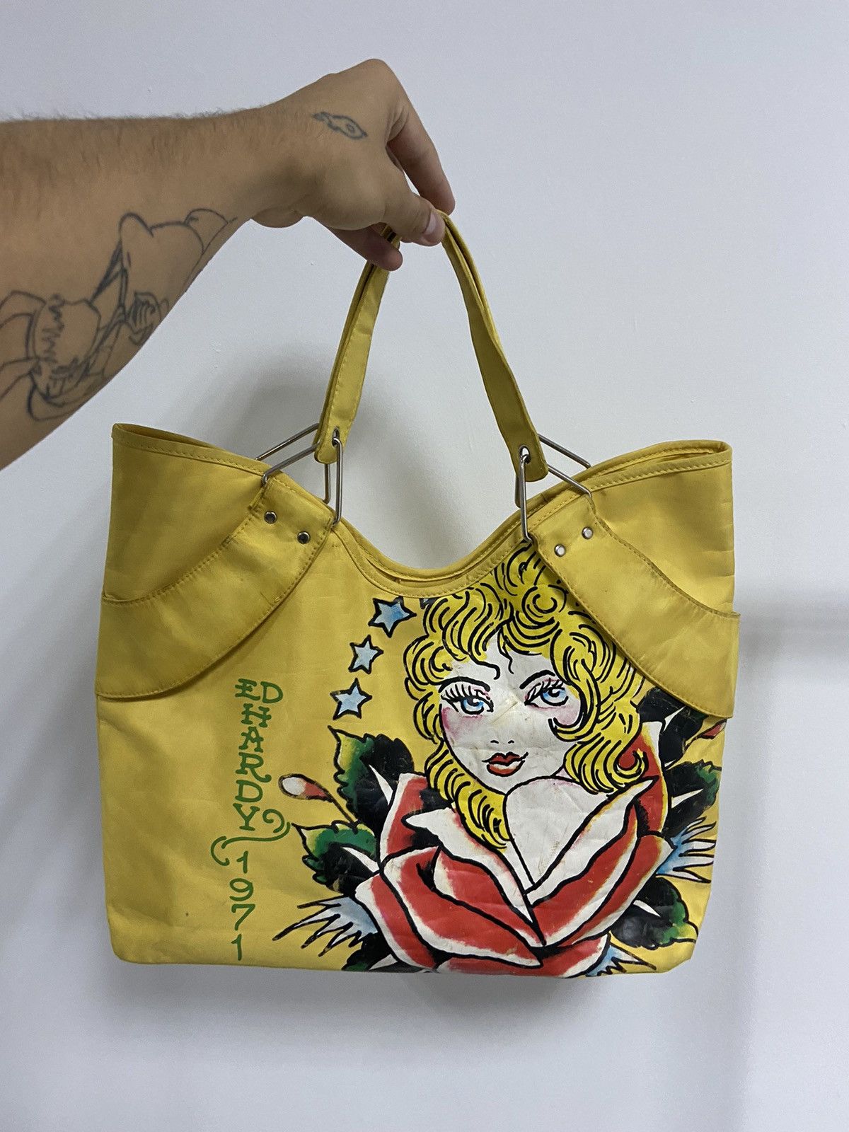Ed Hardy × Vintage Ed Hardy Vintage Bag Shoulder Big Print Logo Shopper Size ONE SIZE - 3 Thumbnail