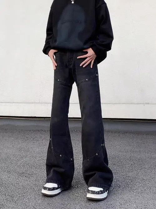 VIBE Street hip-hop spliced studded baggy micro jeans Size US 32 / EU 48 - 1 Thumbnail
