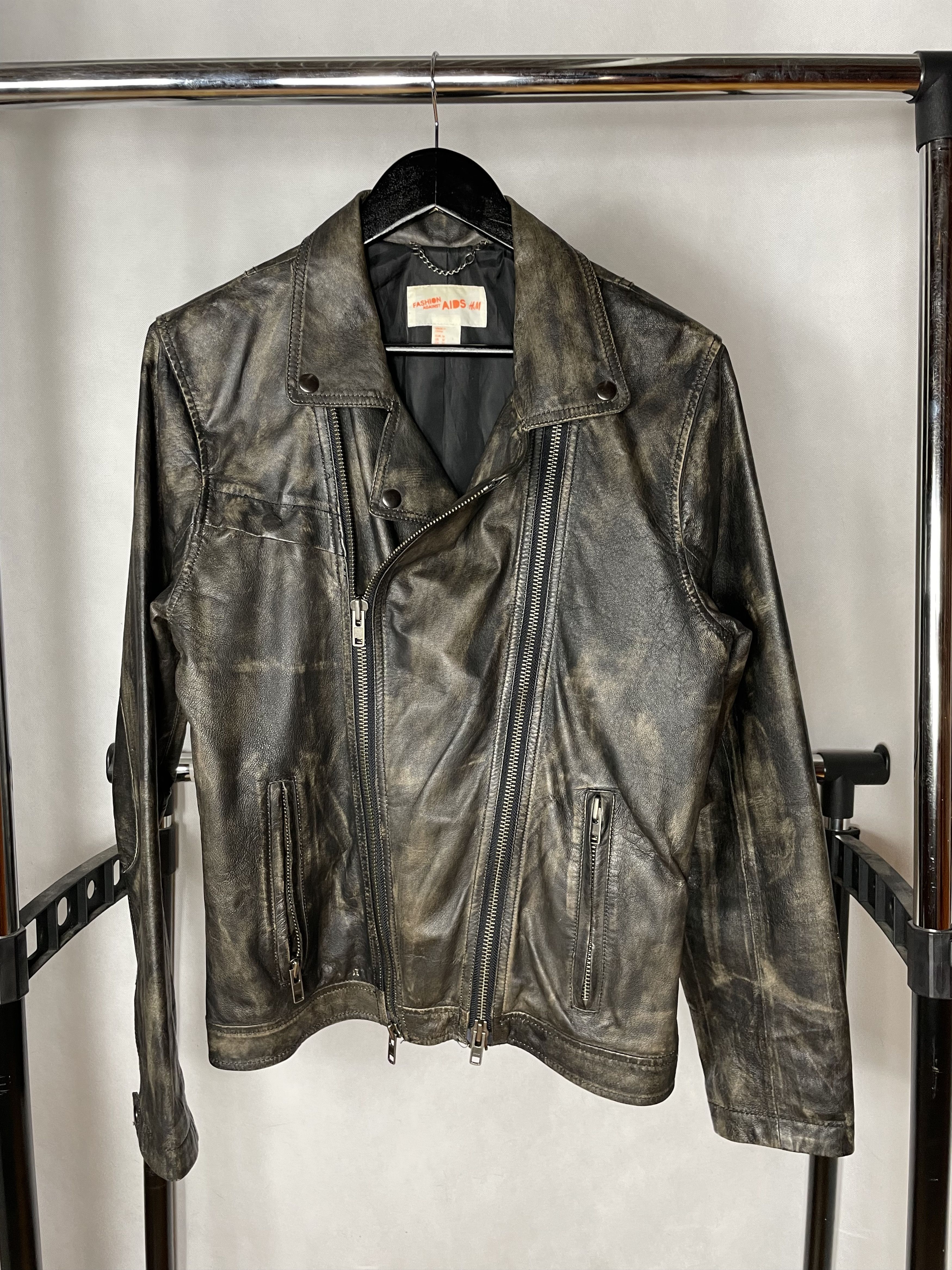 H&M × Vintage H&M x Fashion Against Aids Leather Jacket Size US L / EU 52-54 / 3 - 2 Thumbnail