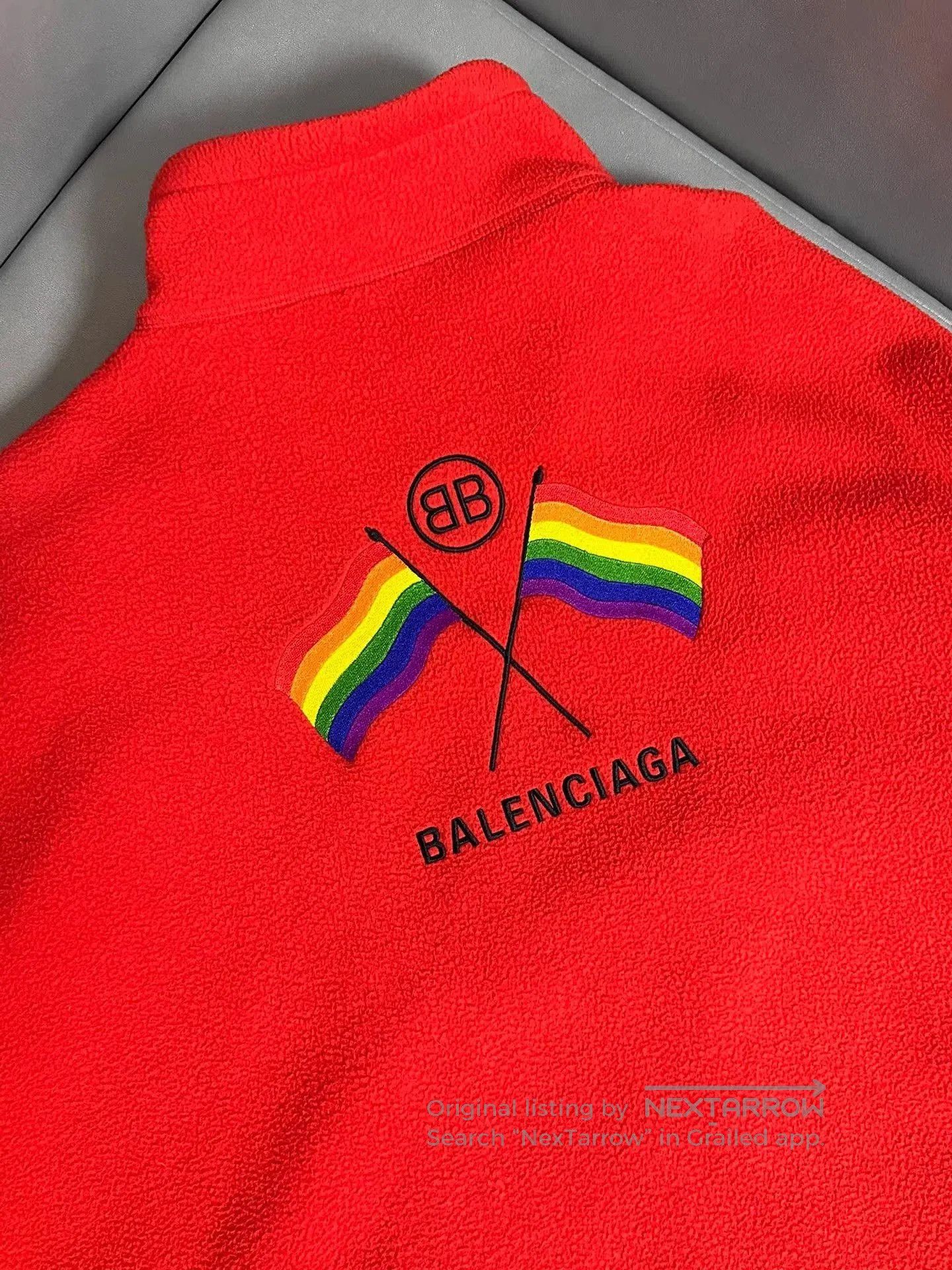Balenciaga Red Fleece High Collar Zip. Size US L / EU 52-54 / 3 - 5 Thumbnail