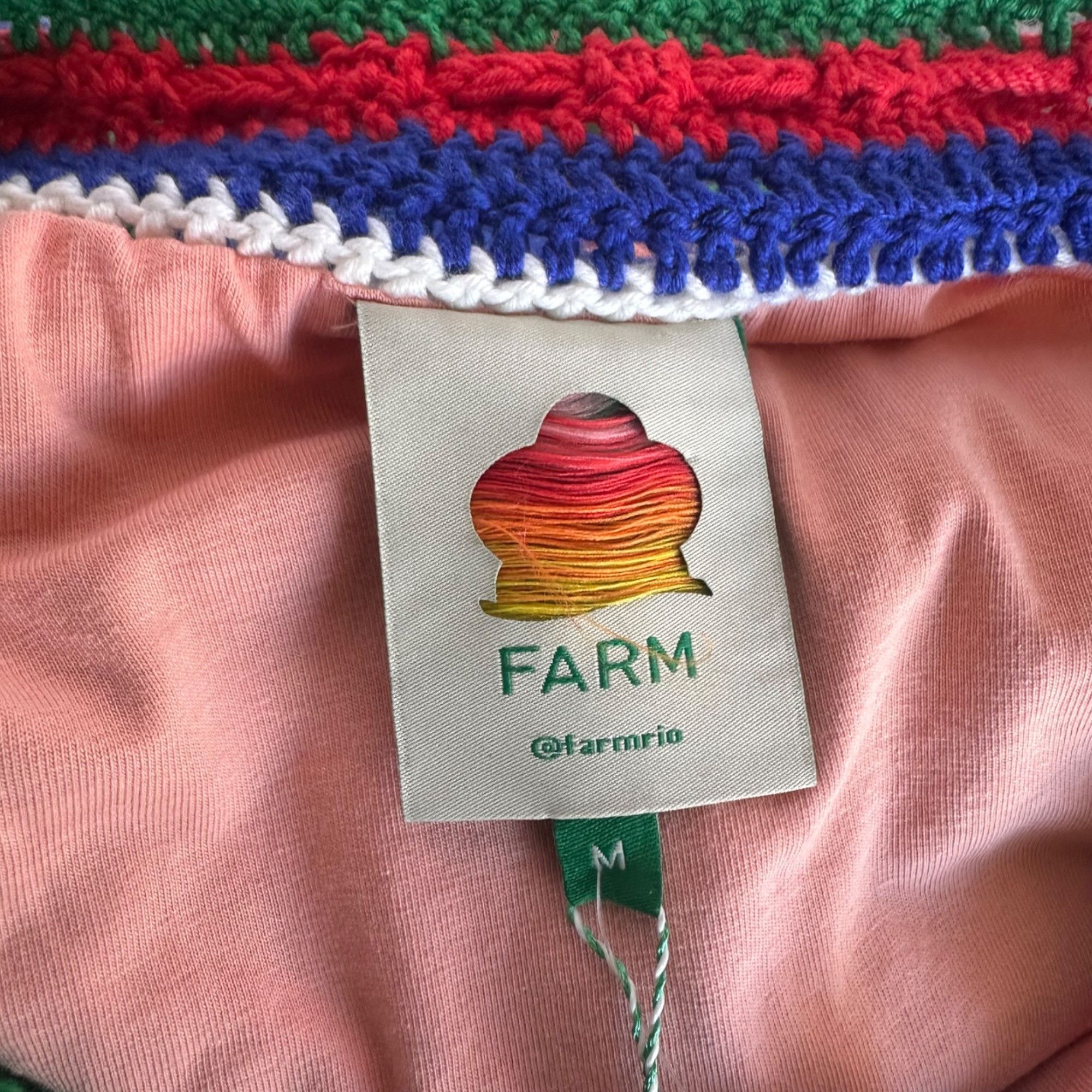 Farm Rio Farm Rio Multicolor Crochet Maxi Skirt Medium Vertical Strip Size 29" - 7 Thumbnail