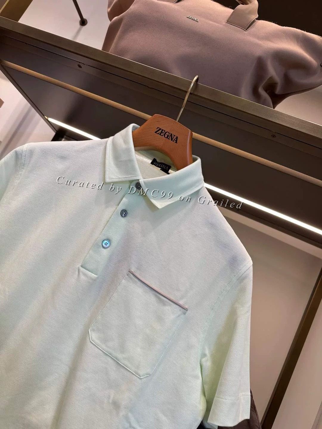 Ermenegildo Zegna Zegna Men's Light Green Polo Size US M / EU 48-50 / 2 - 2 Thumbnail