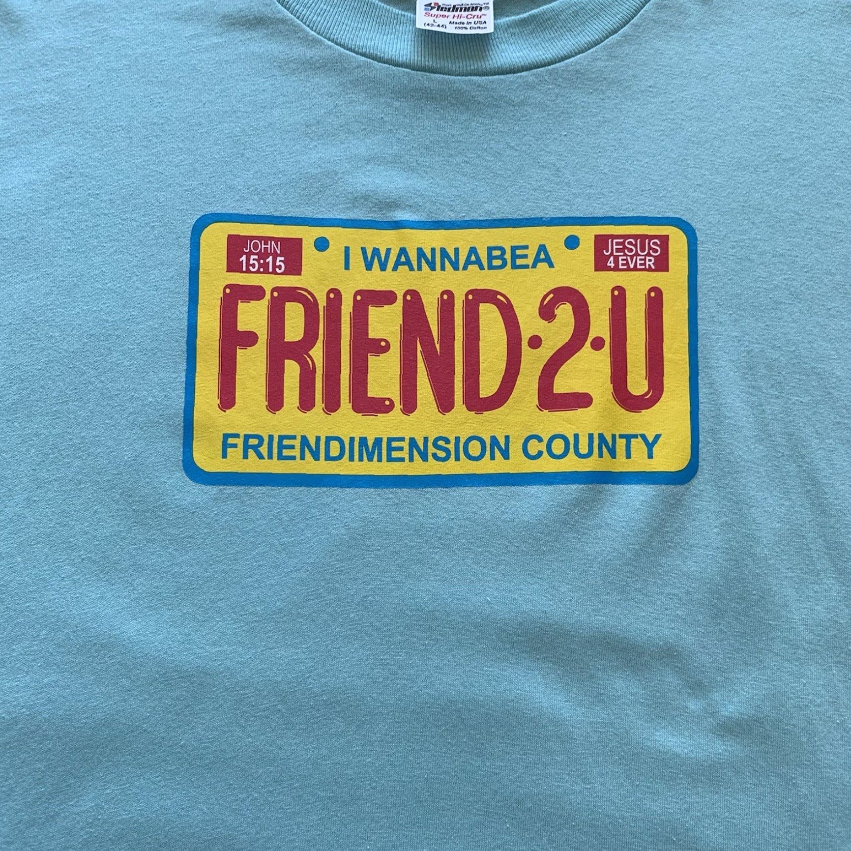 Vintage Vintage Jesus Shirt Large Blue 80s Christian Forever Music Friend 2 U Classic Mens T-Shirt XS? Size US L / EU 52-54 / 3 - 3 Thumbnail