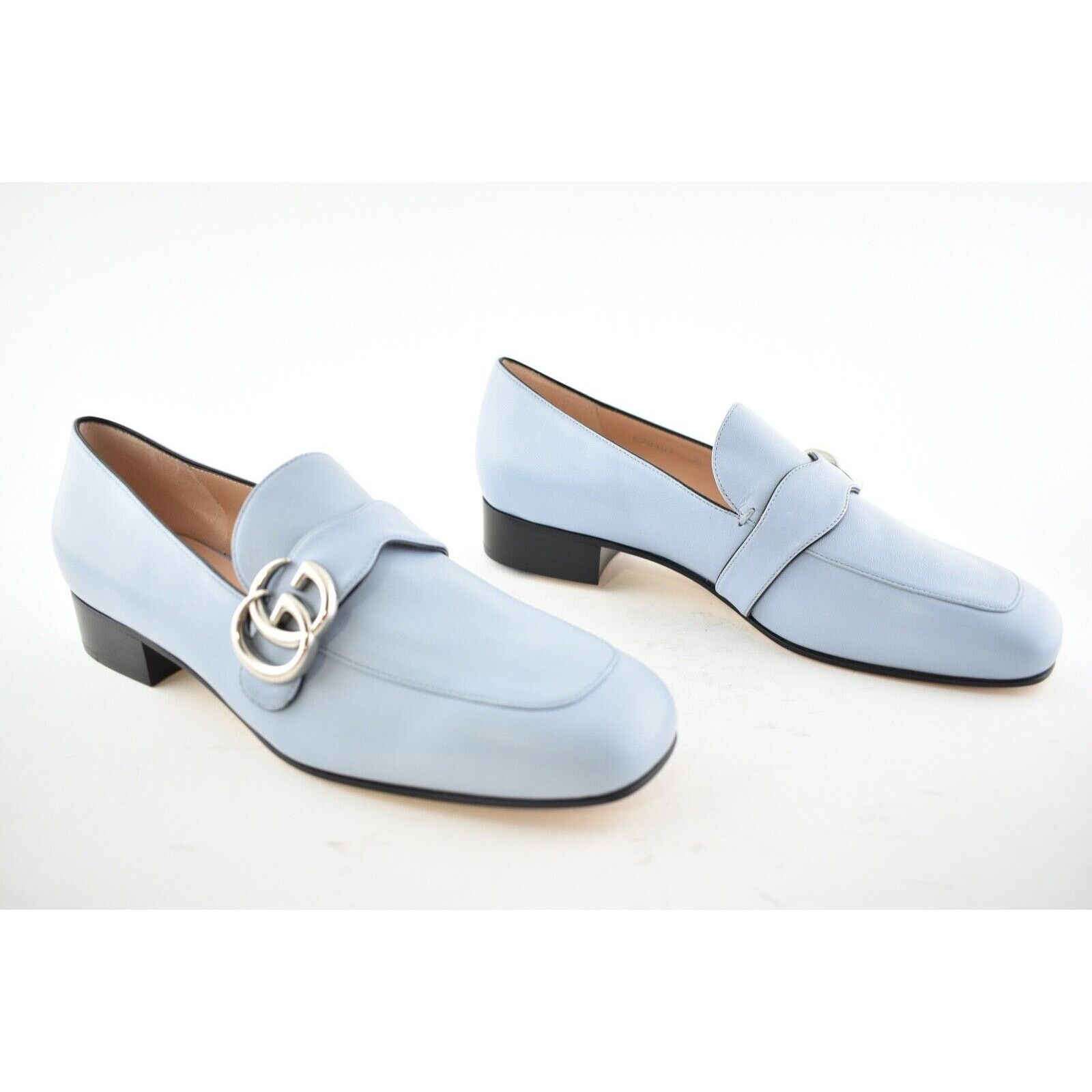 Gucci Gucci Marmont Blue Silver Double GG Logo Block Heel Size US 10 / IT 40 - 2 Thumbnail