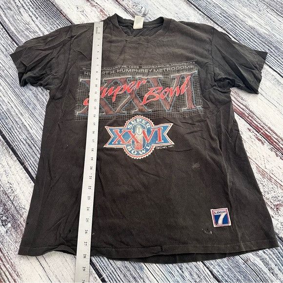 Vintage Vintage 1992 Black Super Bowl Graphic Distressed Tee Size US XL / EU 56 / 4 - 7 Thumbnail