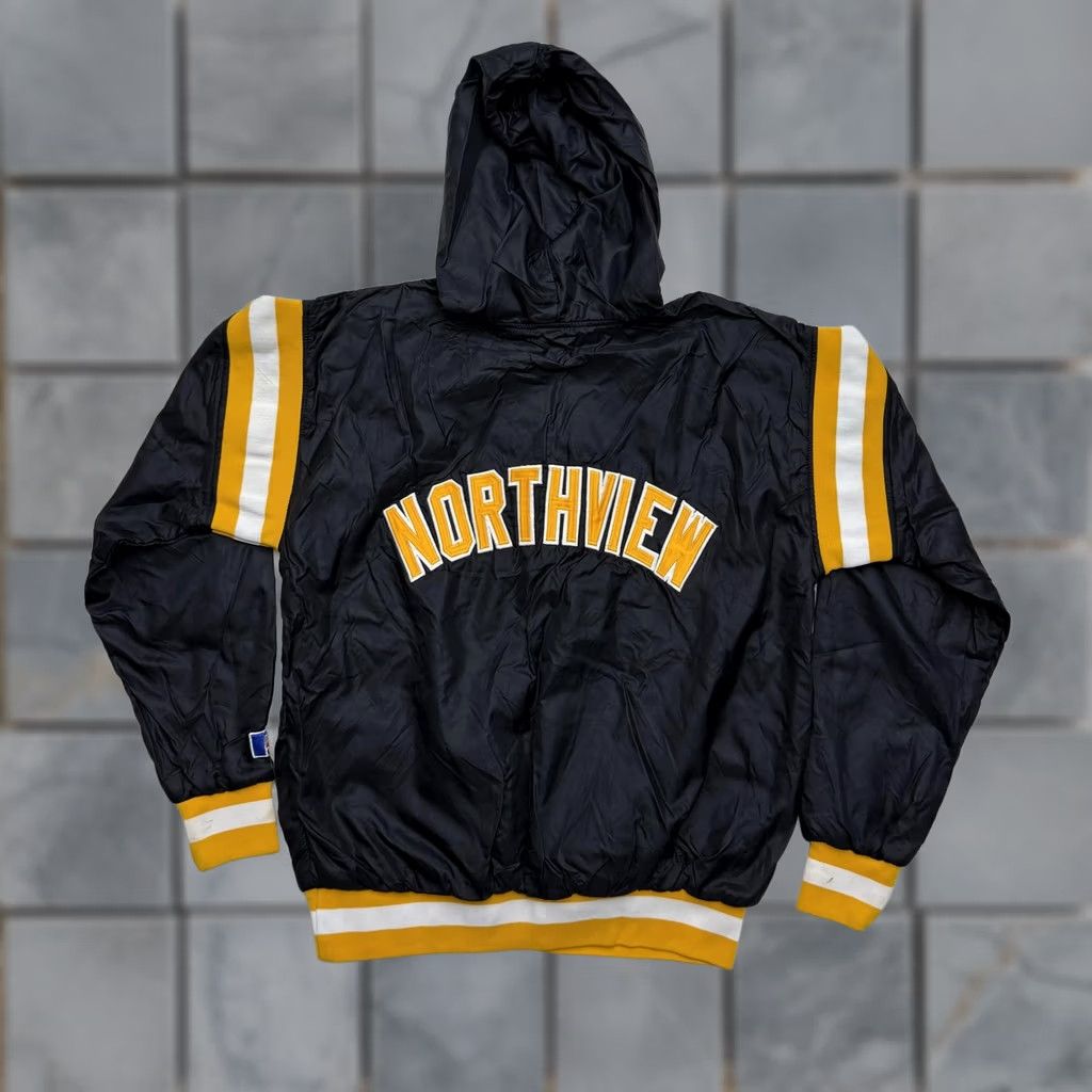 Russell Athletic VINTAGE Russell Northview Jacket Mens Large Hooded Windbreaker 1/2 Zip Black Striped Mid-Length Jacket Mens Size US L / EU 52-54 / 3 - 1 Thumbnail