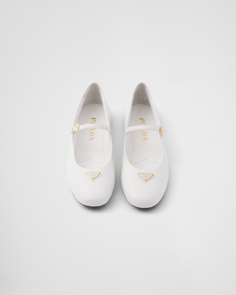 Prada o1B3y1r0526 Nappa Leather Ballerinas in White Size US 6 / IT 36 - 3 Thumbnail