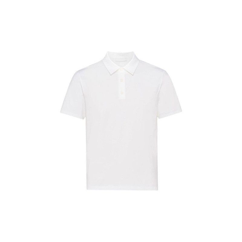 Prada Prada SS23 White Elastic Cotton Polo Shirt-2506 Size US M / EU 48-50 / 2 - 5 Thumbnail