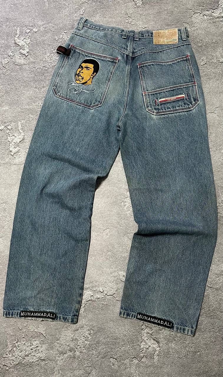 Fubu Y2K Platinum FUBU Muhammad Ali Baggy Embroidery Jeans Size US 36 / EU 52 - 1 Thumbnail
