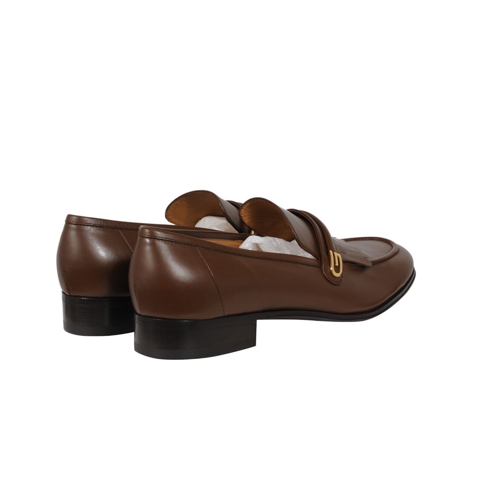 Gucci Mirrored G Fringe Loafers Brown Leather - 02448 Size US 12.5 / EU 45-46 - 8 Thumbnail