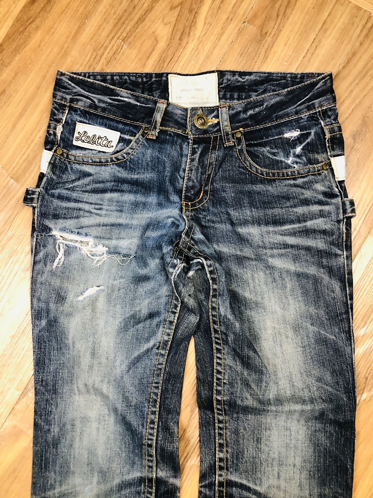 If Six Was Nine Lolita Jeans Y2K Distressed Bootcut/Flare Denim (Rare) (40) Size 32" / US 10 / IT 46 - 3 Thumbnail