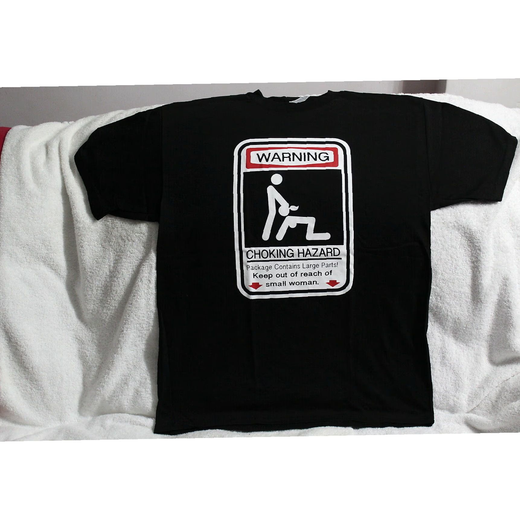 Vintage FUNNY COLLEGE HUMOR T-SHIRT CHOKING HAZARD WARNING SIGN BLACK GRAPHIC TEE MENS LARGE Size US XL / EU 56 / 4 - 2 Thumbnail