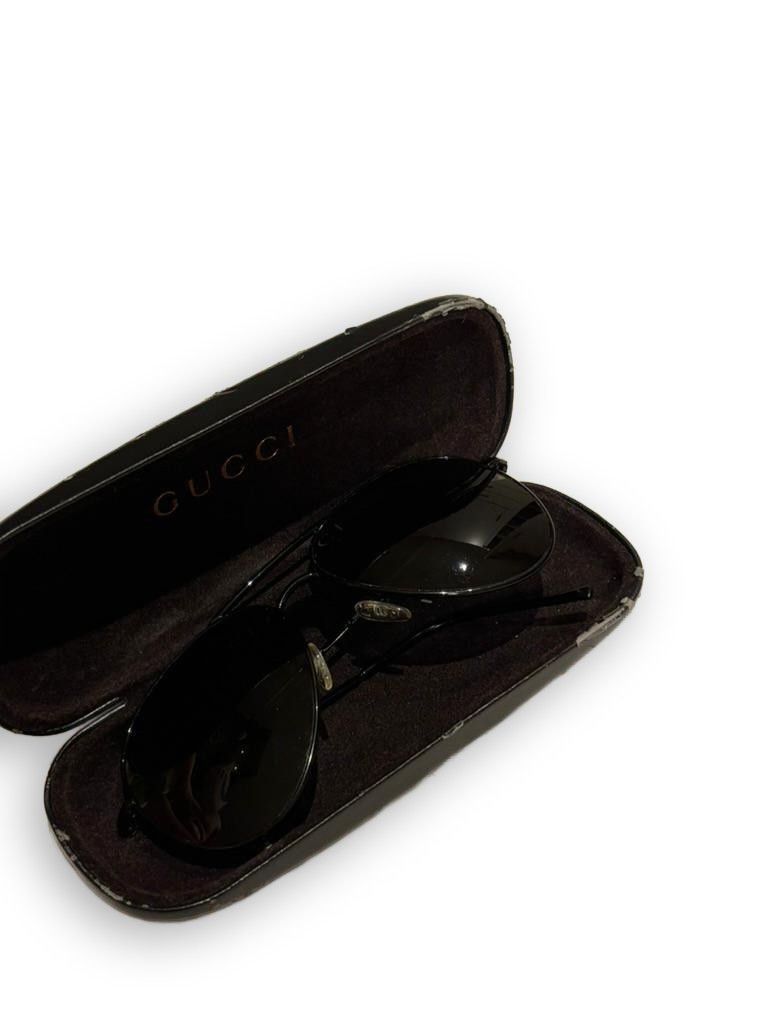 Gucci Gucci - Aviator Black Dark Grey Lenses Preloved Size ONE SIZE - 9 Thumbnail