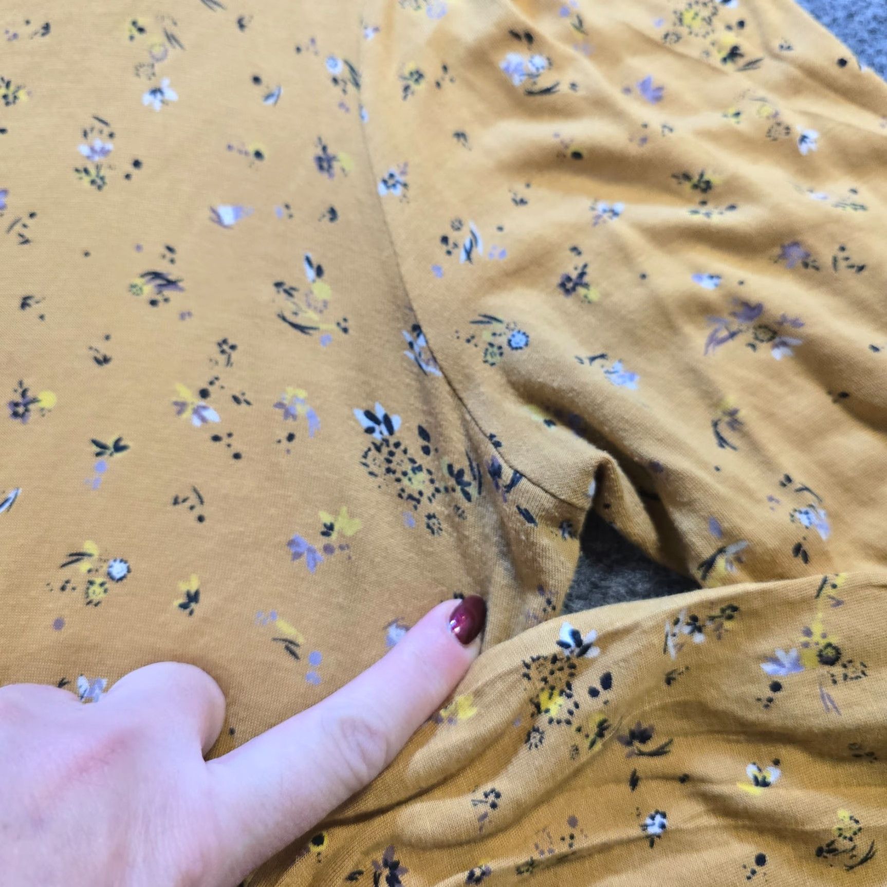 FatFace Fat Face Top Womens 10 Yellow Mustard Floral Popover Faux Wrap Casual Capsule Blouse Ladies Regular Knit Cotton Long Sleeve V-Neck Pockets Lightweight Size L / US 10 / IT 46 - 5 Thumbnail