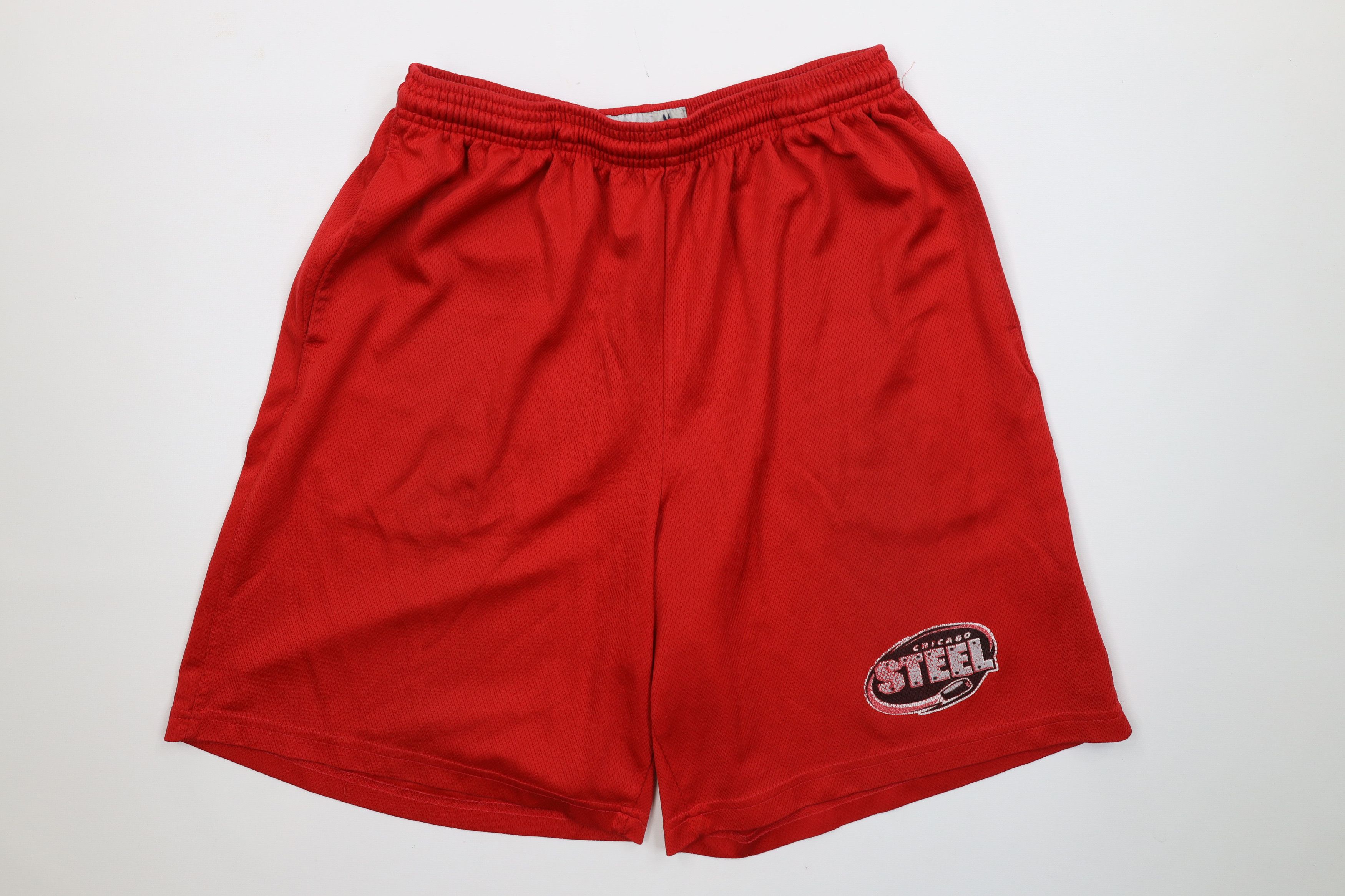 Vintage Vintage Y2K USHL Team Issued Chicago Steel Hockey Shorts Red Size US 32 / EU 48 - 1 Thumbnail