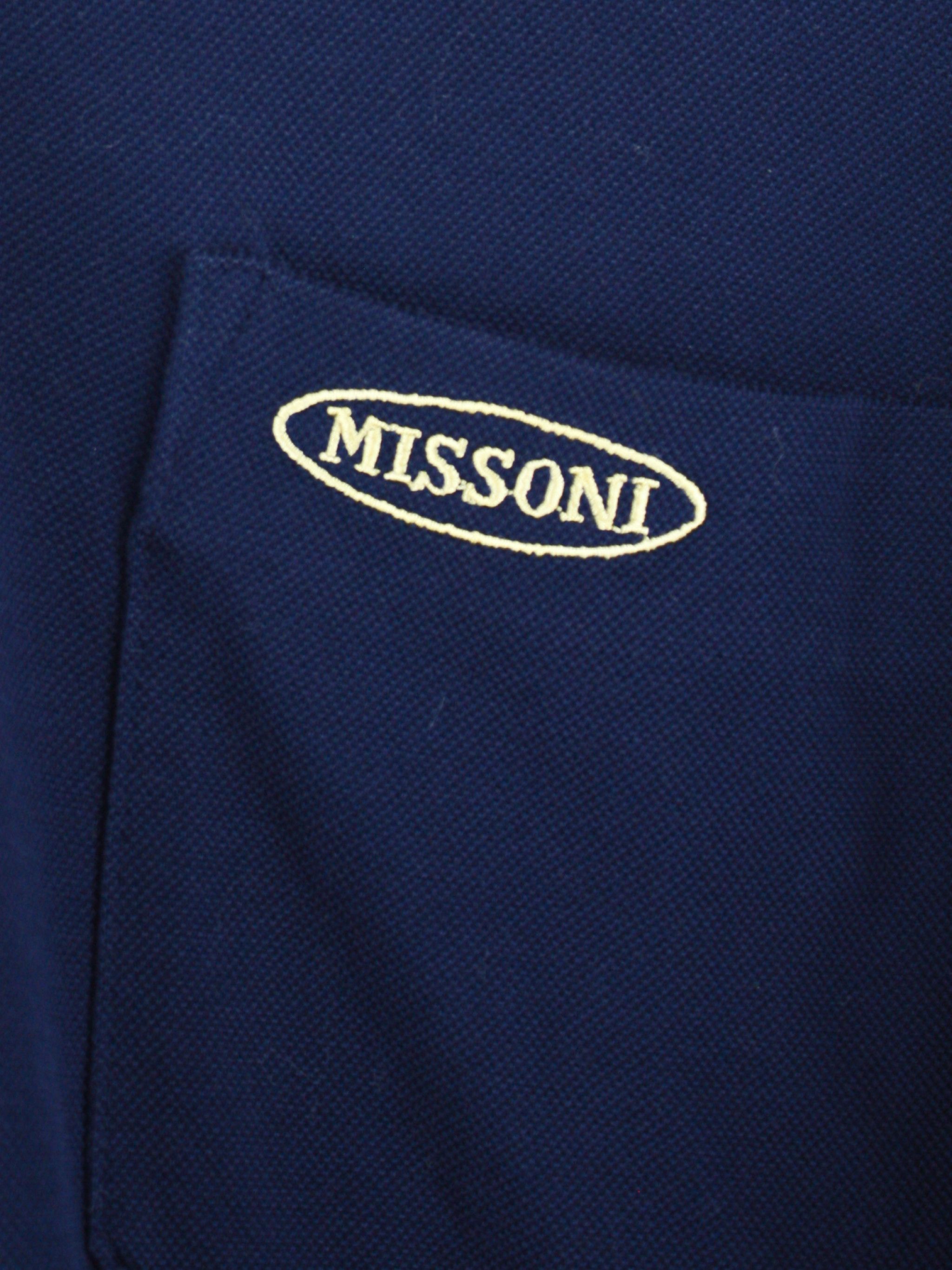 Missoni Missoni Vintage Long Sleeve Navy Polo Shirt with Red Collar Size US M / EU 48-50 / 2 - 4 Thumbnail