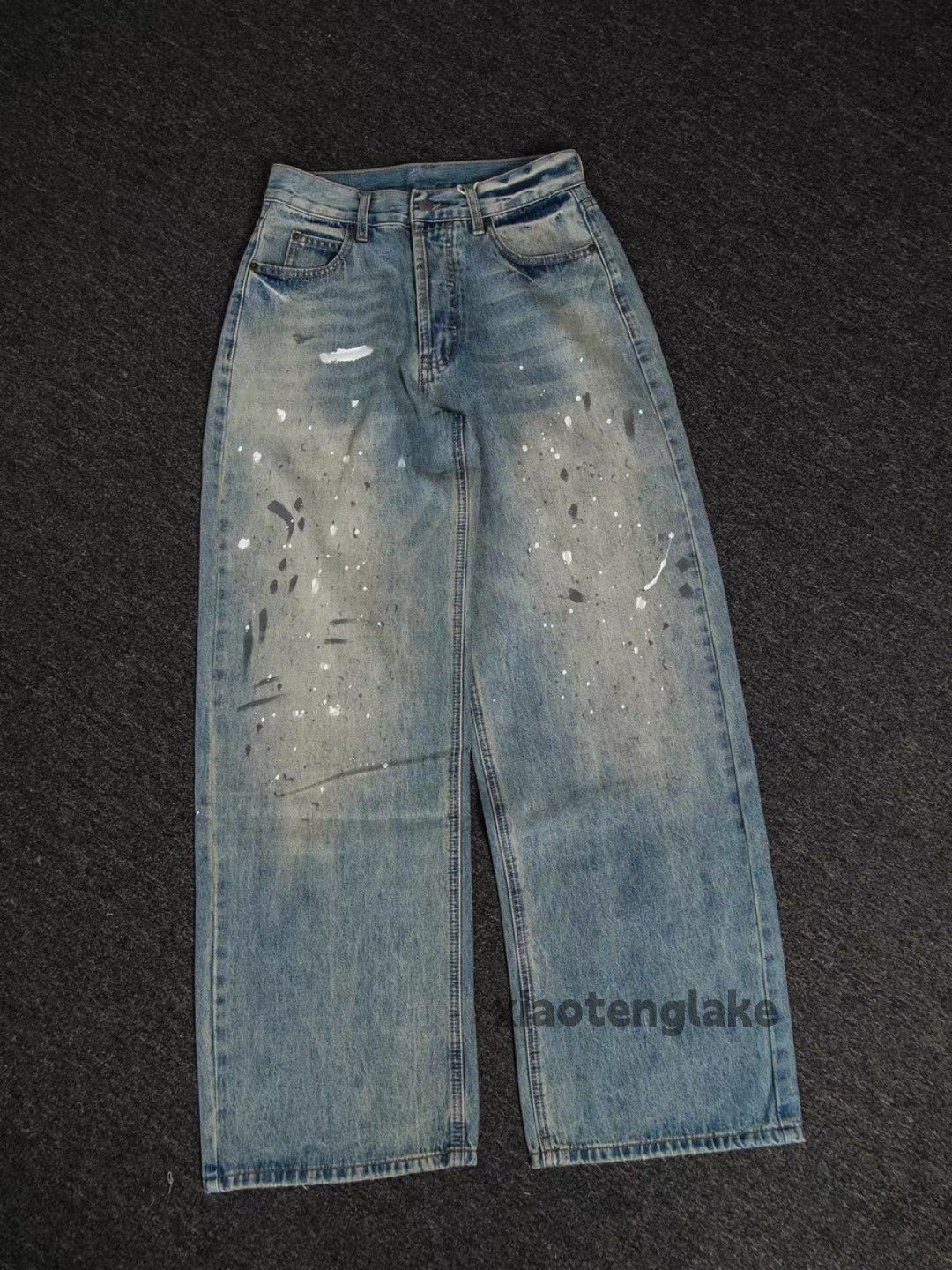 Vintage Washed faded loose baggy stain paint hiphop jeans Size US 36 / EU 52 - 3 Thumbnail