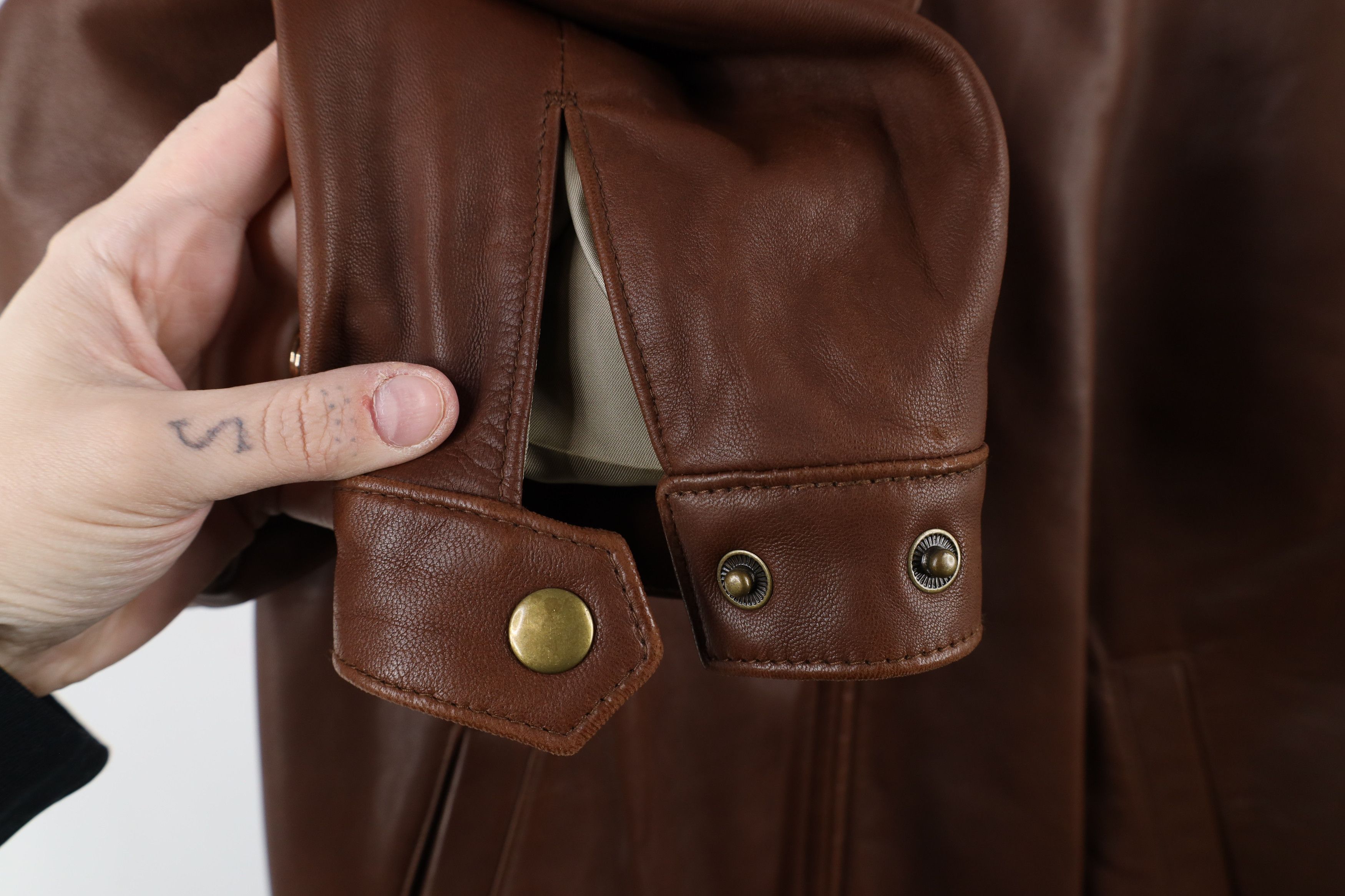 Vintage Vintage 90s Streetwear Leather Flight Bomber Jacket Brown Size US M / EU 48-50 / 2 - 7 Thumbnail