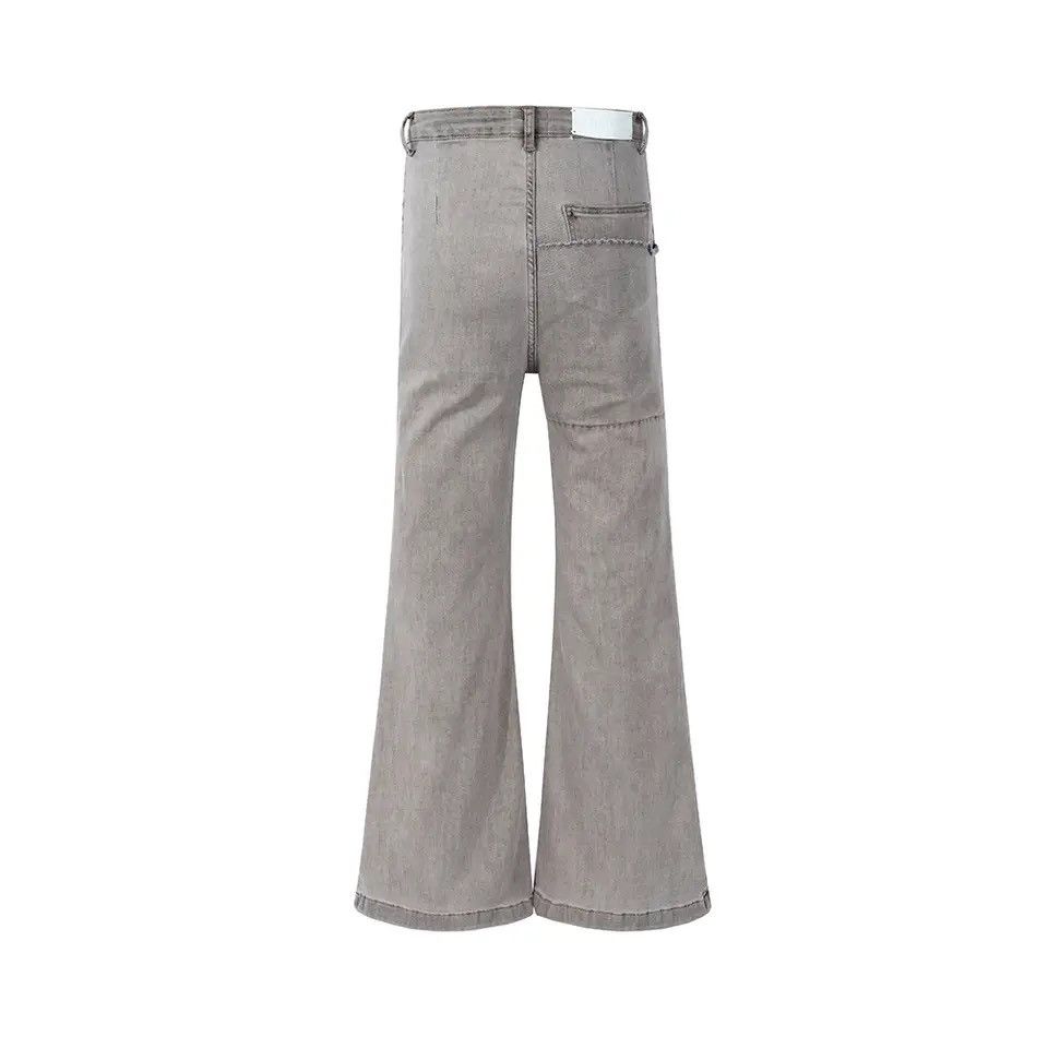 Designer × Jean Streetwear Gray Flared Jeans Size US 31 - 6 Thumbnail