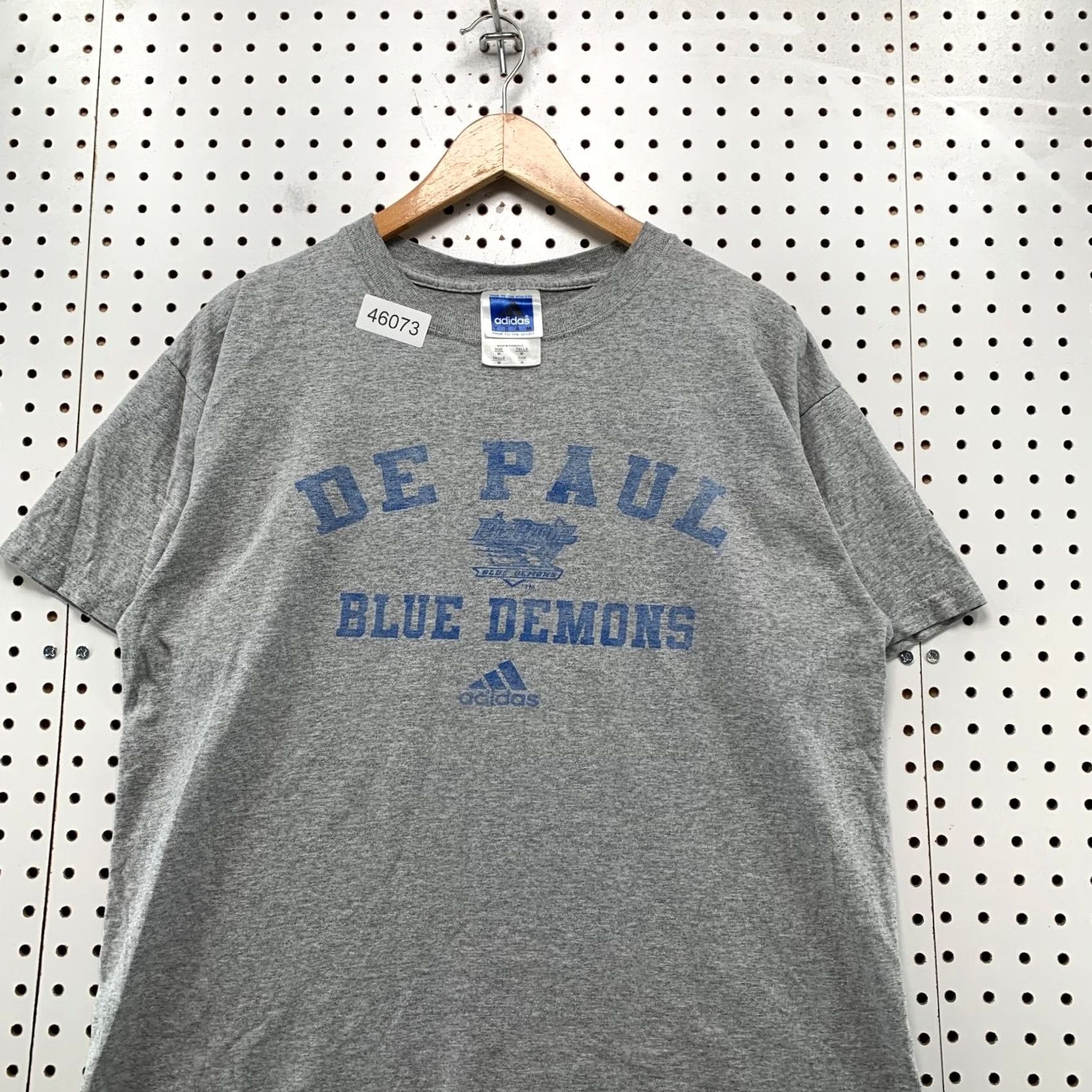 Adidas VINTAGE Adidas Depaul Shirt M Gray Blue Demons Gray Faded Short Sleeve Shirt Mens Medium Gray Adidas Depaul University Shirt Size US M / EU 48-50 / 2 - 4 Thumbnail