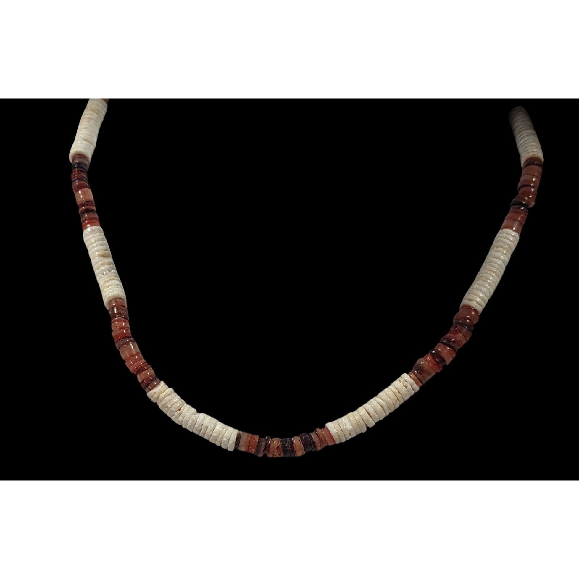 Other Retro Beachy White And Red/Brown Stretchy Heishi Necklace Size ONE SIZE - 2 Thumbnail