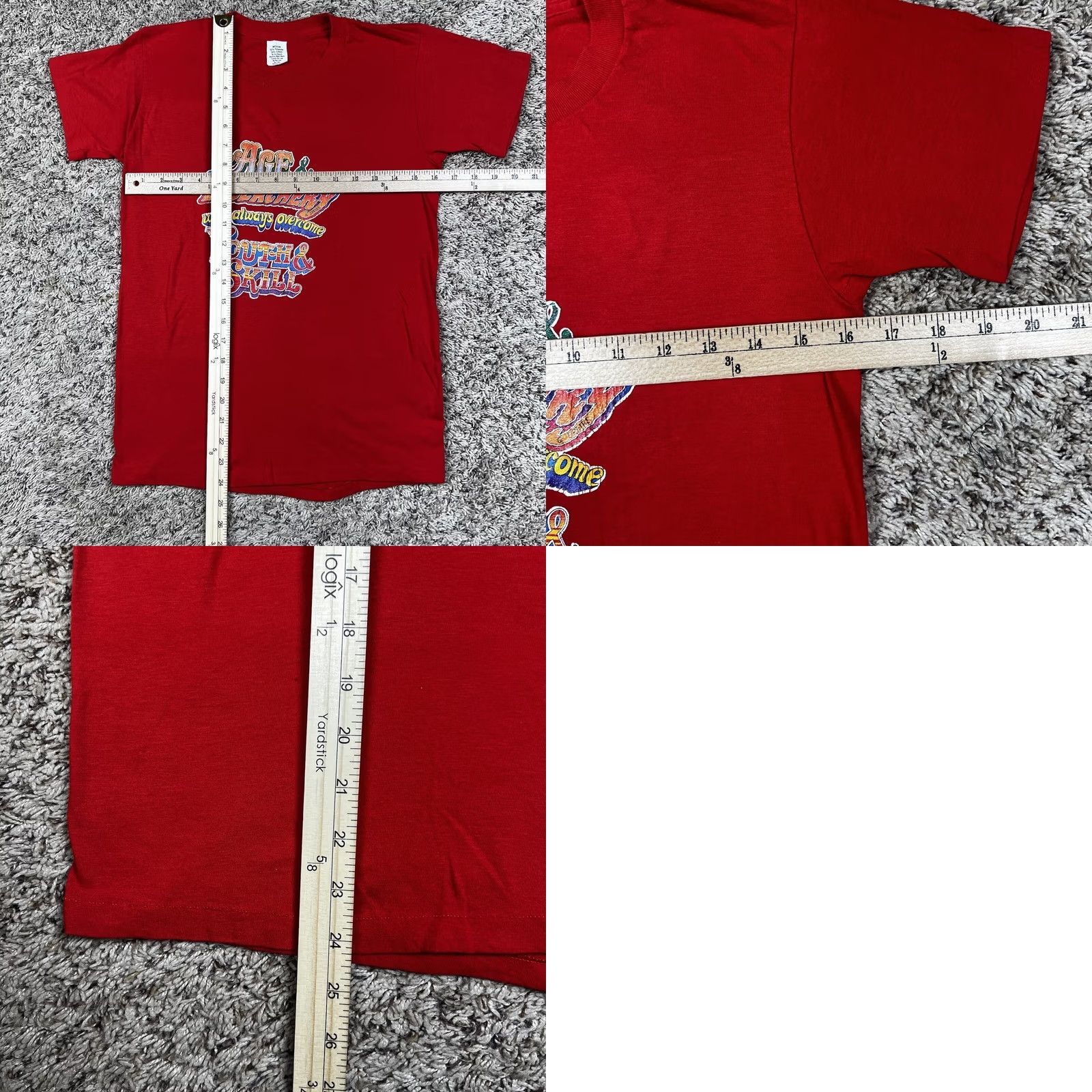 Vintage VINTAGE 80s Single Stitch Big Spellout Graphic Red T-Shirt S Unisex Adults 50/50 USA Size US S / EU 44-46 / 1 - 8 Thumbnail