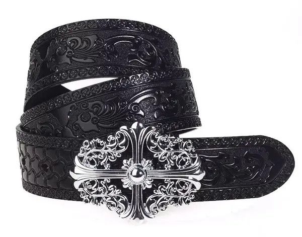 Japanese Brand Hayase x Koga Retro black carved leather belt Size ONE SIZE - 6 Thumbnail