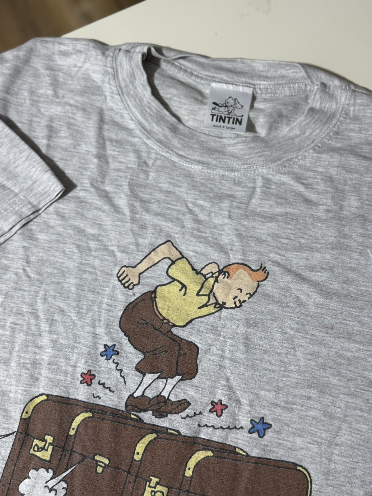 Vintage Vintage 1990 Tin Tin Adventures Printed Logo Tee T Shirt Size US XL / EU 56 / 4 - 3 Thumbnail