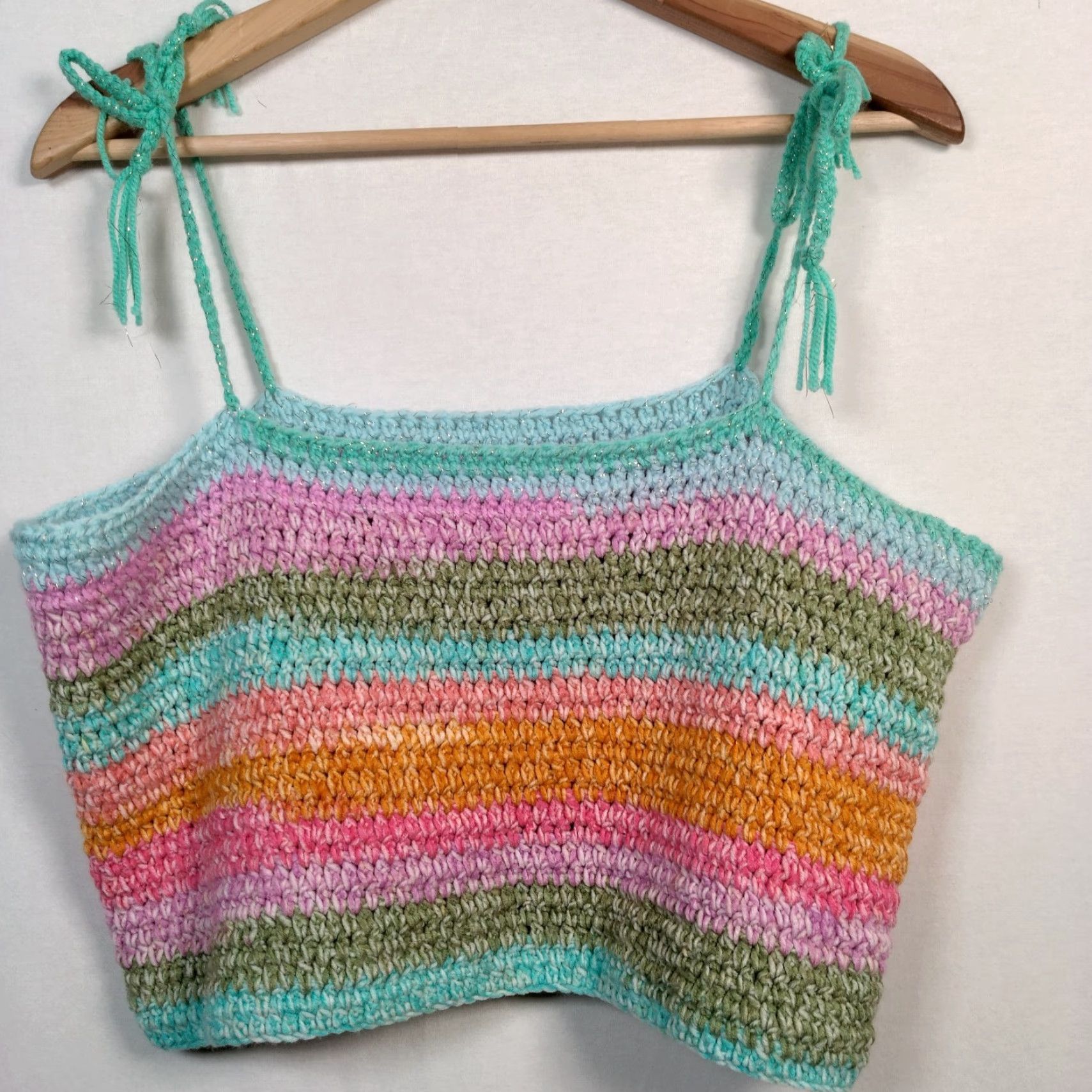 Vintage VINTAGE Handmade Crochet Tube Top Women L/XL Pastel Rainbow Metallic Threads Beach Festival Summer Boho Casual Size L / US 10 / IT 46 - 3 Thumbnail