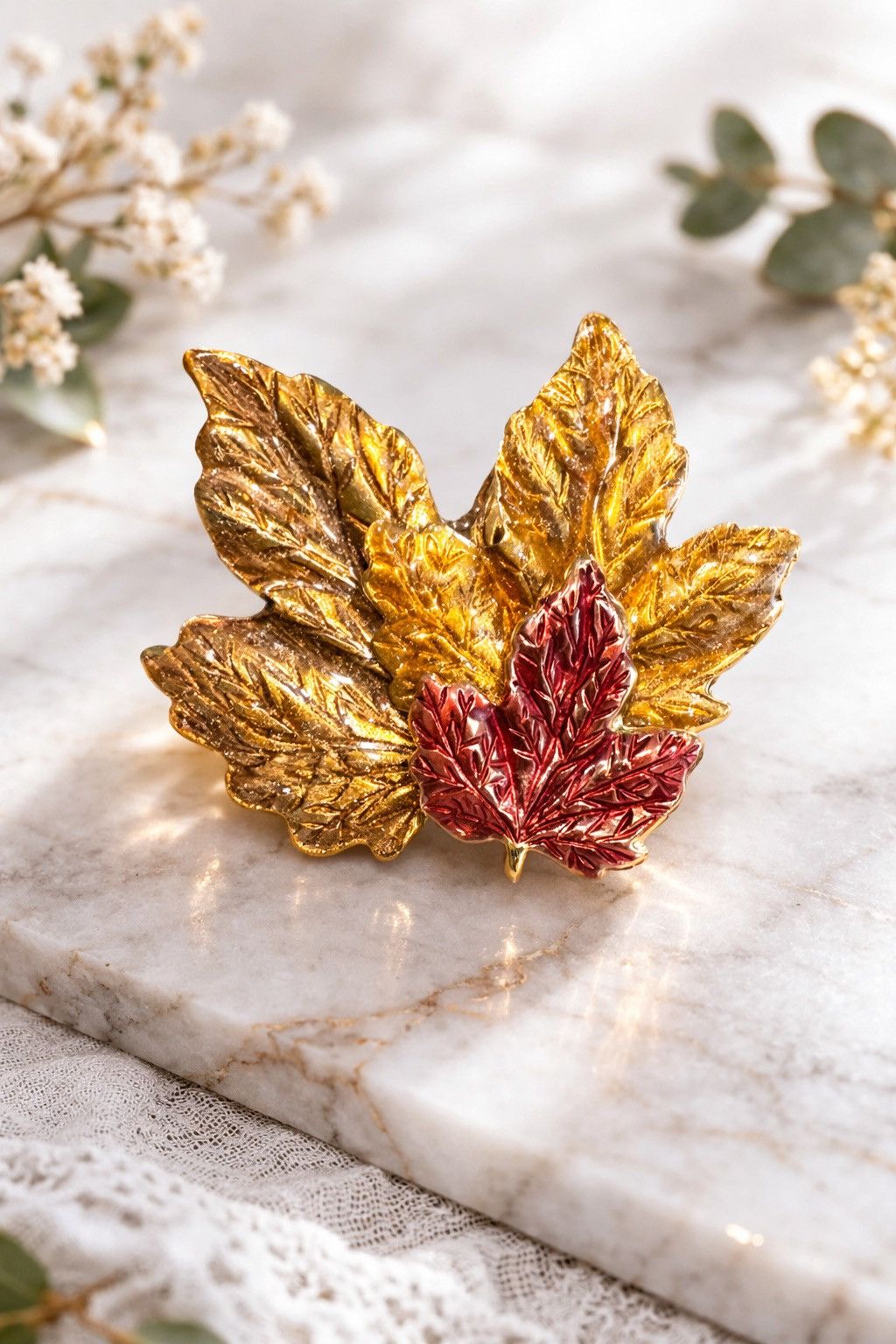 Other Vintage Karu Maple Leaf Brooch Signed KC Autumn Fall Pin Size ONE SIZE - 1 Thumbnail