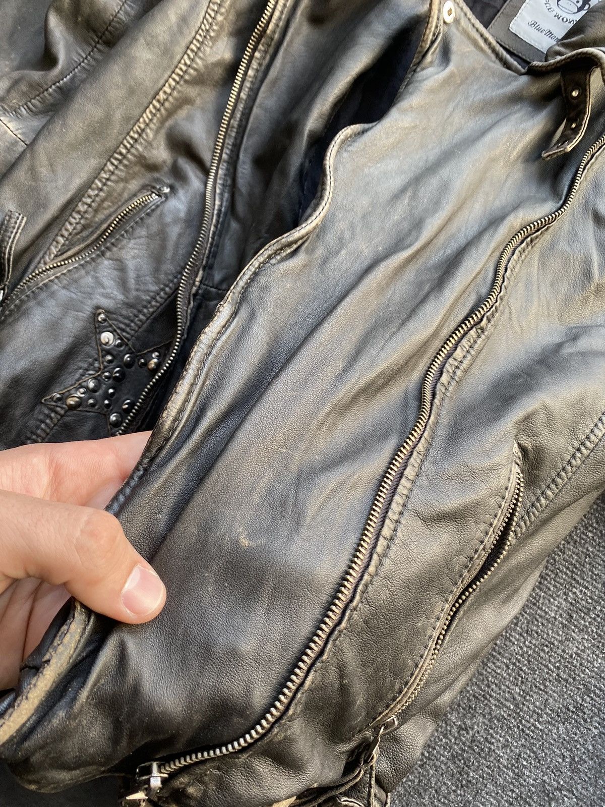 Other 🔥Opium Punk Blue Monkey Gothic Alt Emo Leather Jacket moto Size XL / US 12-14 / IT 48-50 - 17 Thumbnail