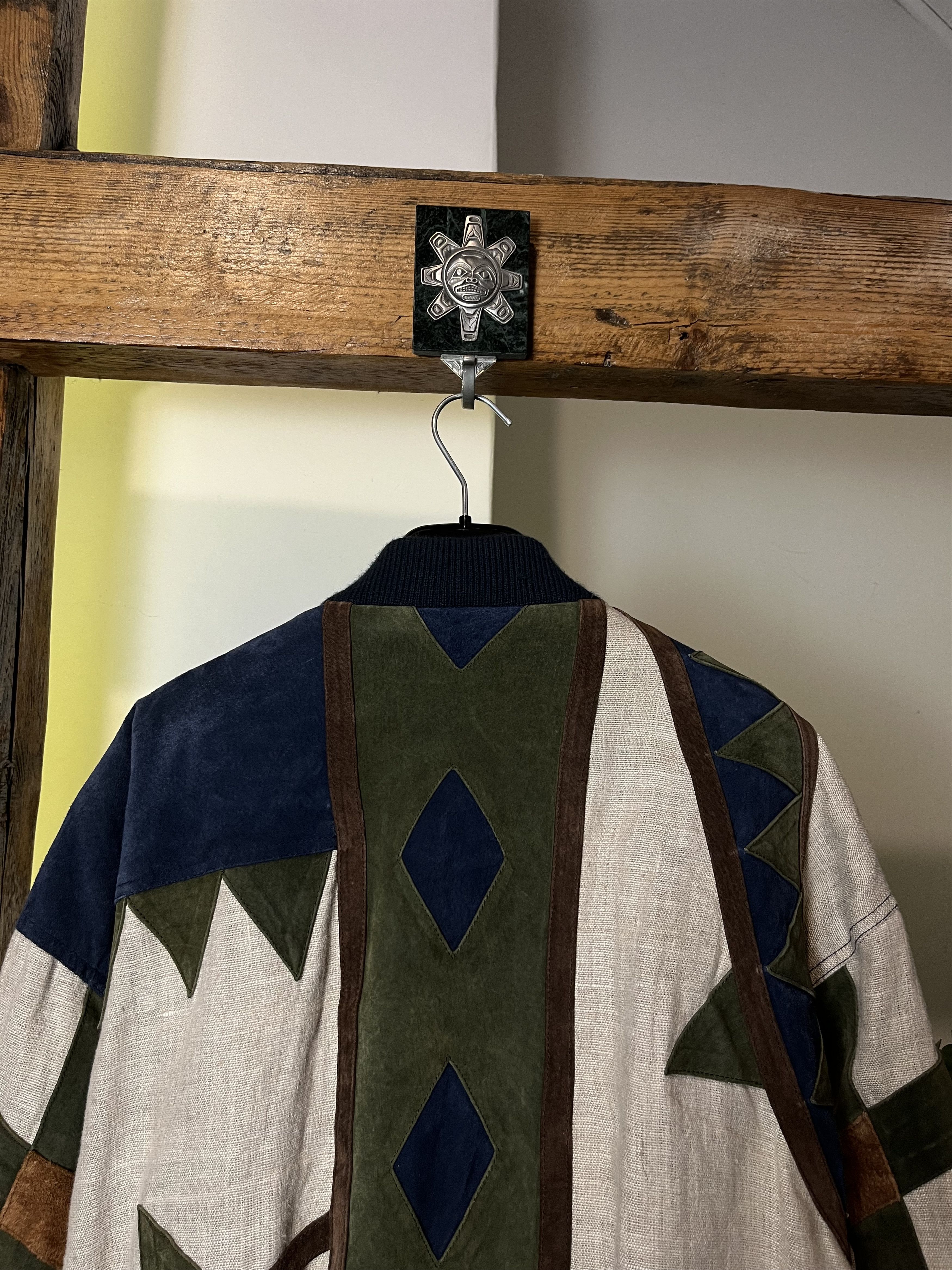 Japanese Brand Vintage 90s Aztec Leather Linen Cowboy Jacket Size US L / EU 52-54 / 3 - 6 Thumbnail