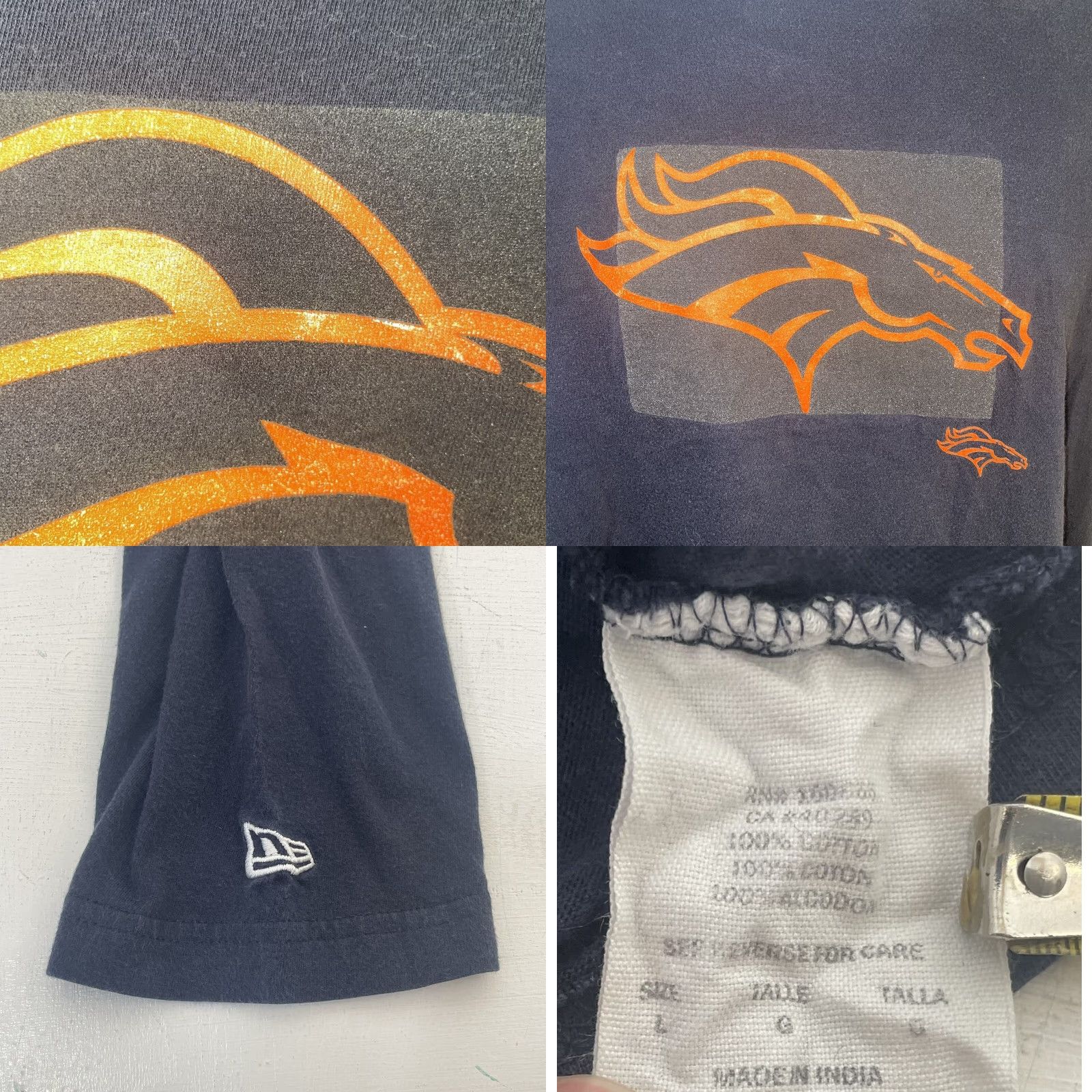 New Era VINTAGE? No. Denver Broncos New Era Long Sleeve Shirt Men Large Navy Blue Front Logo Graphic Size US L / EU 52-54 / 3 - 8 Thumbnail