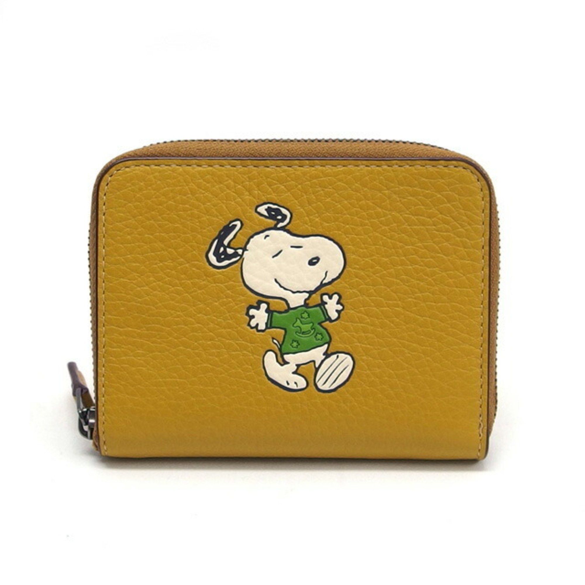image of Coach X Peanuts Collaboration Snoopy Walk Motif Small Wallet in Mustard, Women's