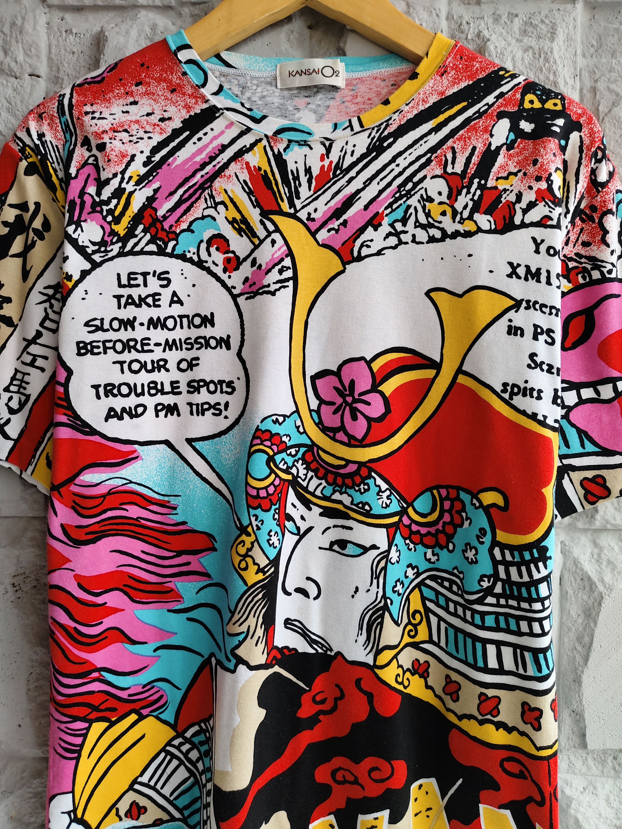 Kansai Yamamoto 80s Kansai O2🔥Archive Samurai Ukiyo-e Comic Graphic Tee Size US M / EU 48-50 / 2 - 2 Thumbnail