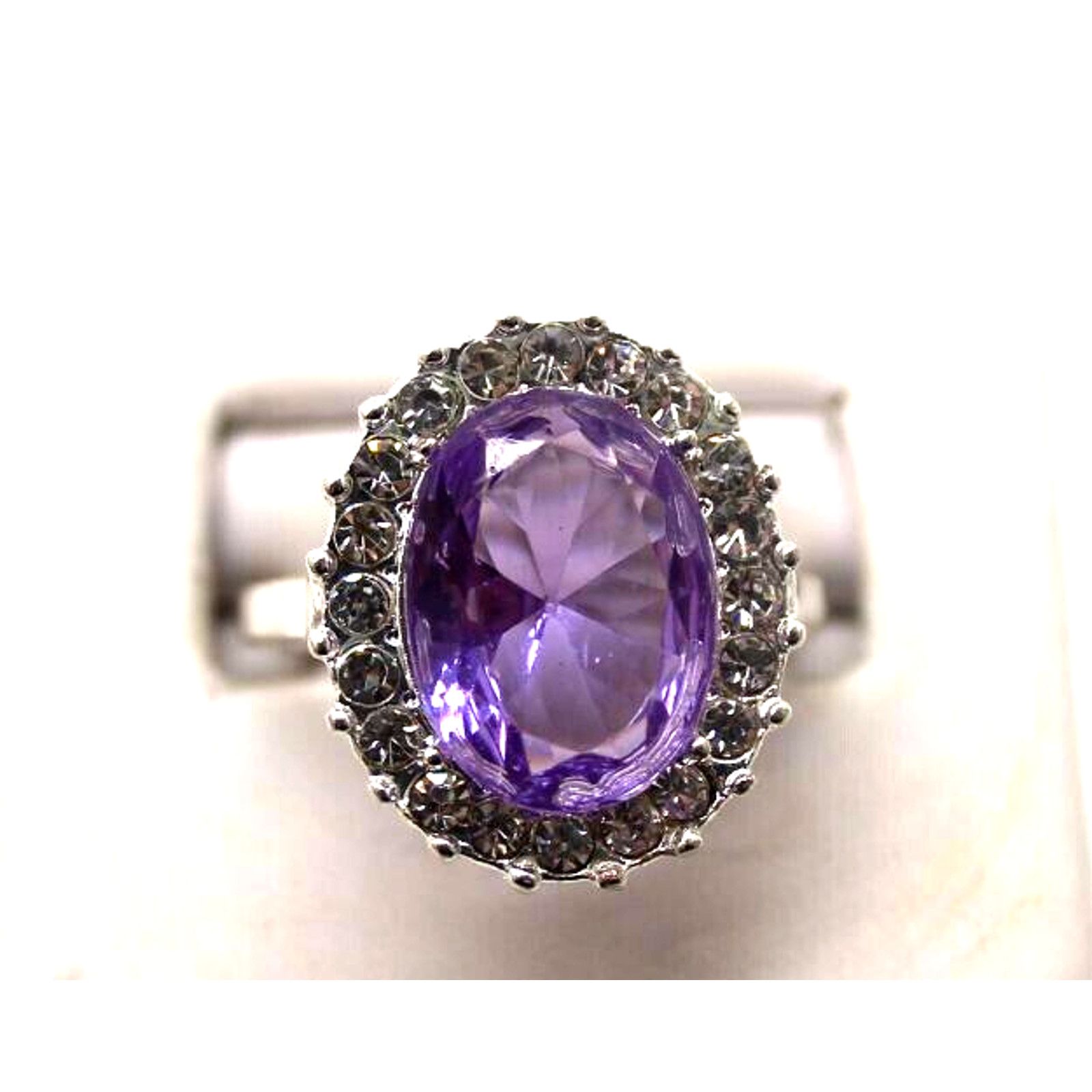 Other Faux Amethyst & Rhinestone Necklace Earring Ring Set •Size 7 Size ONE SIZE - 2 Thumbnail