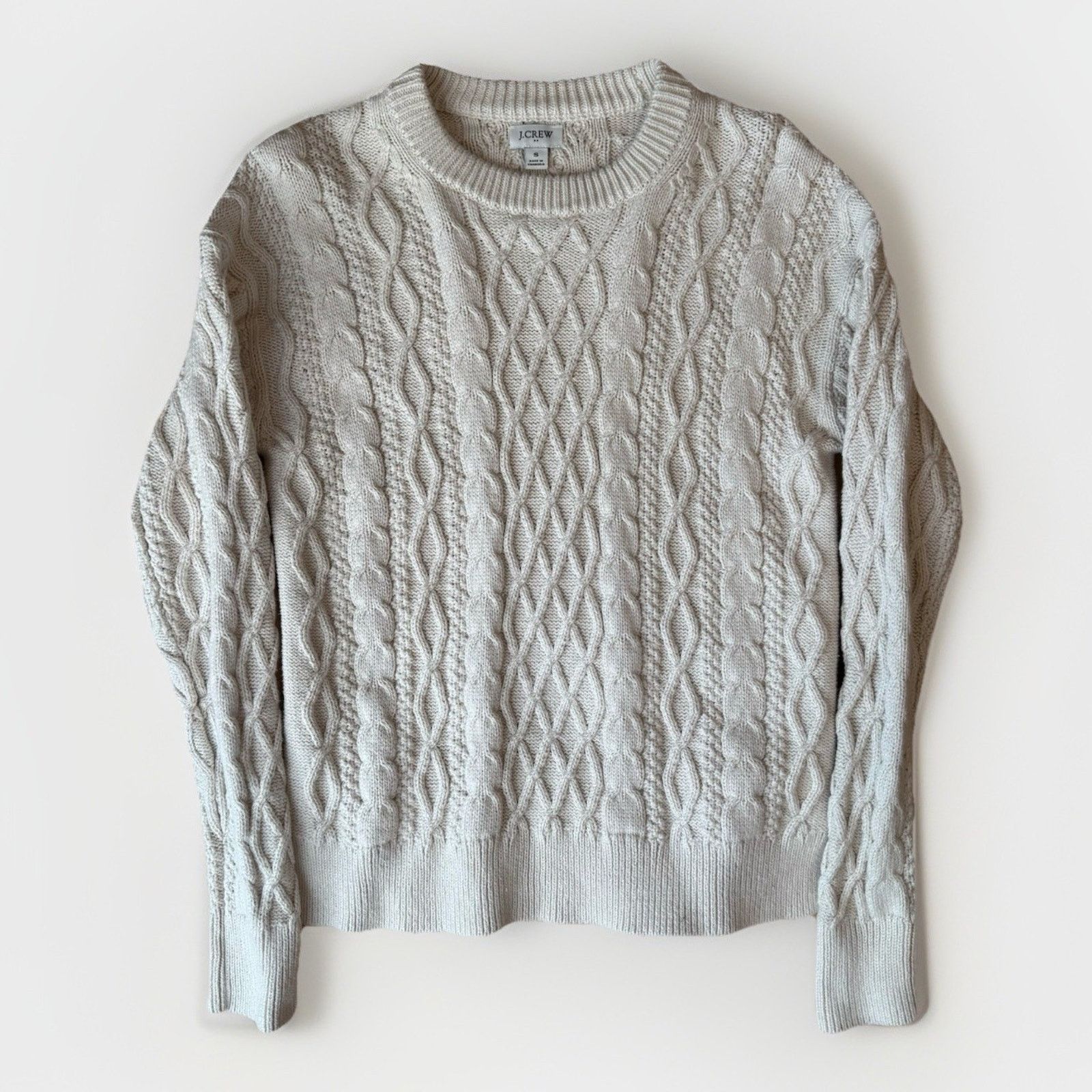 J.Crew J Crew Fisherman Sweater Women's Small Cream Cotton Cable Size S / US 4 / IT 40 - 1 Thumbnail