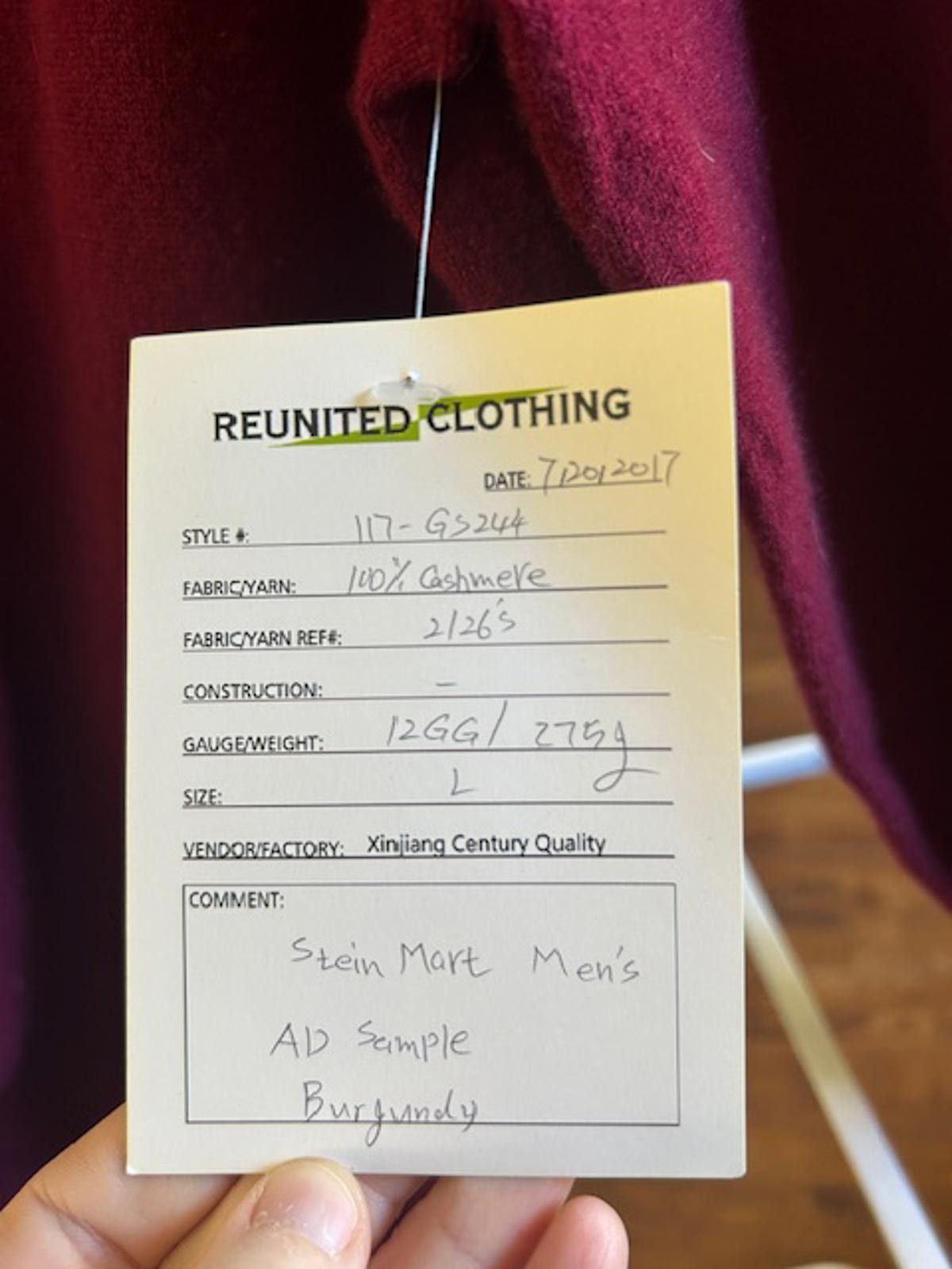 Other Reunited Men's Burgundy 100% Cashmere Sweater Size L Size US L / EU 52-54 / 3 - 3 Thumbnail