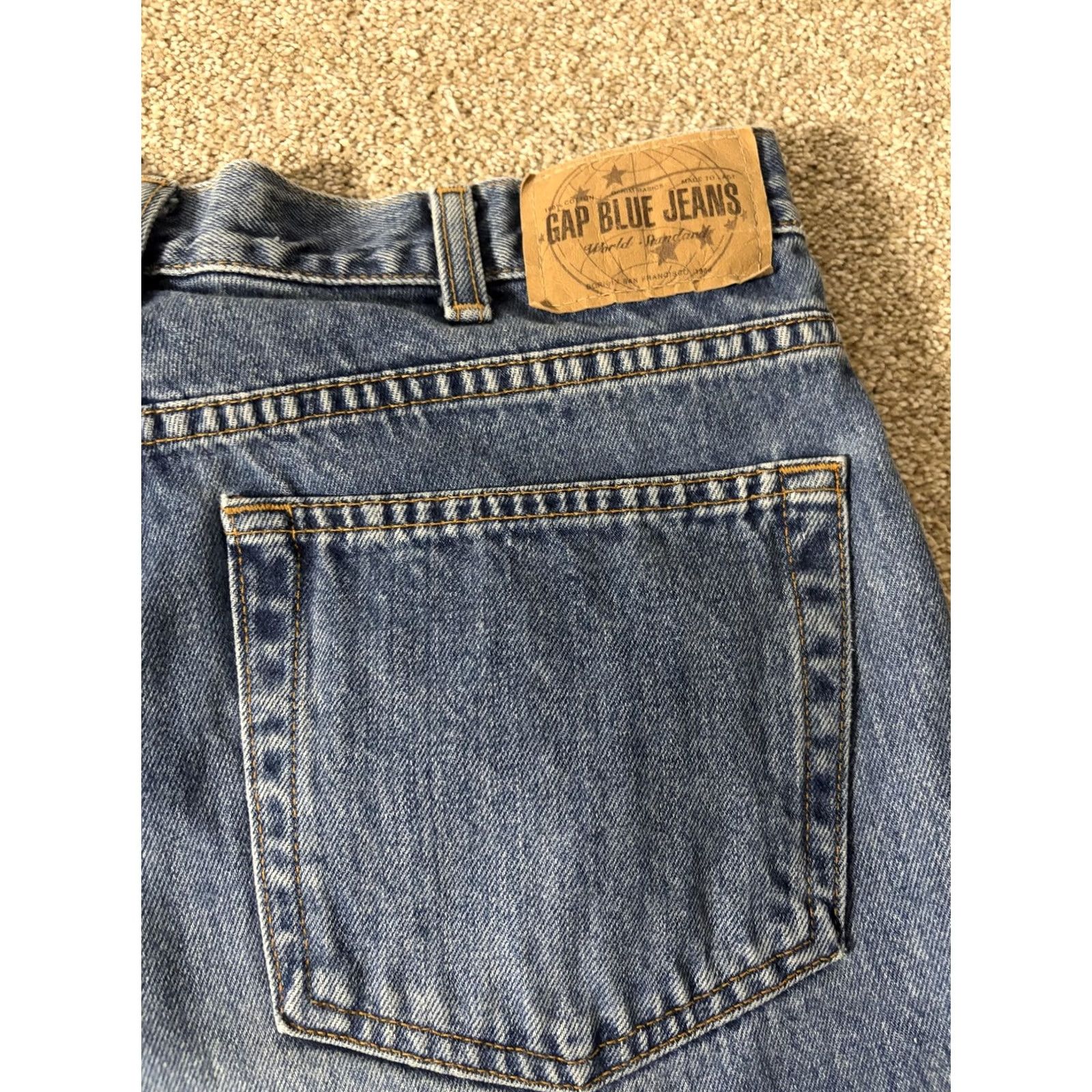 Gap VINTAGE Gap Blue Jeans Mens 34x30 Denim Straight Leg Regular Fit 90s Blue Jeans Pocket Logo Size US 34 / EU 50 - 6 Thumbnail