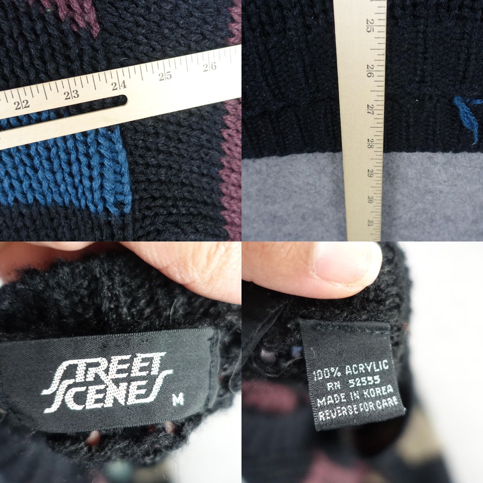 Vintage VINTAGE Street Scenes Sweater Mens M Black Argyle Knit Pullover Crew Neck Heavyweight Chunky Knit Size US M / EU 48-50 / 2 - 10 Thumbnail