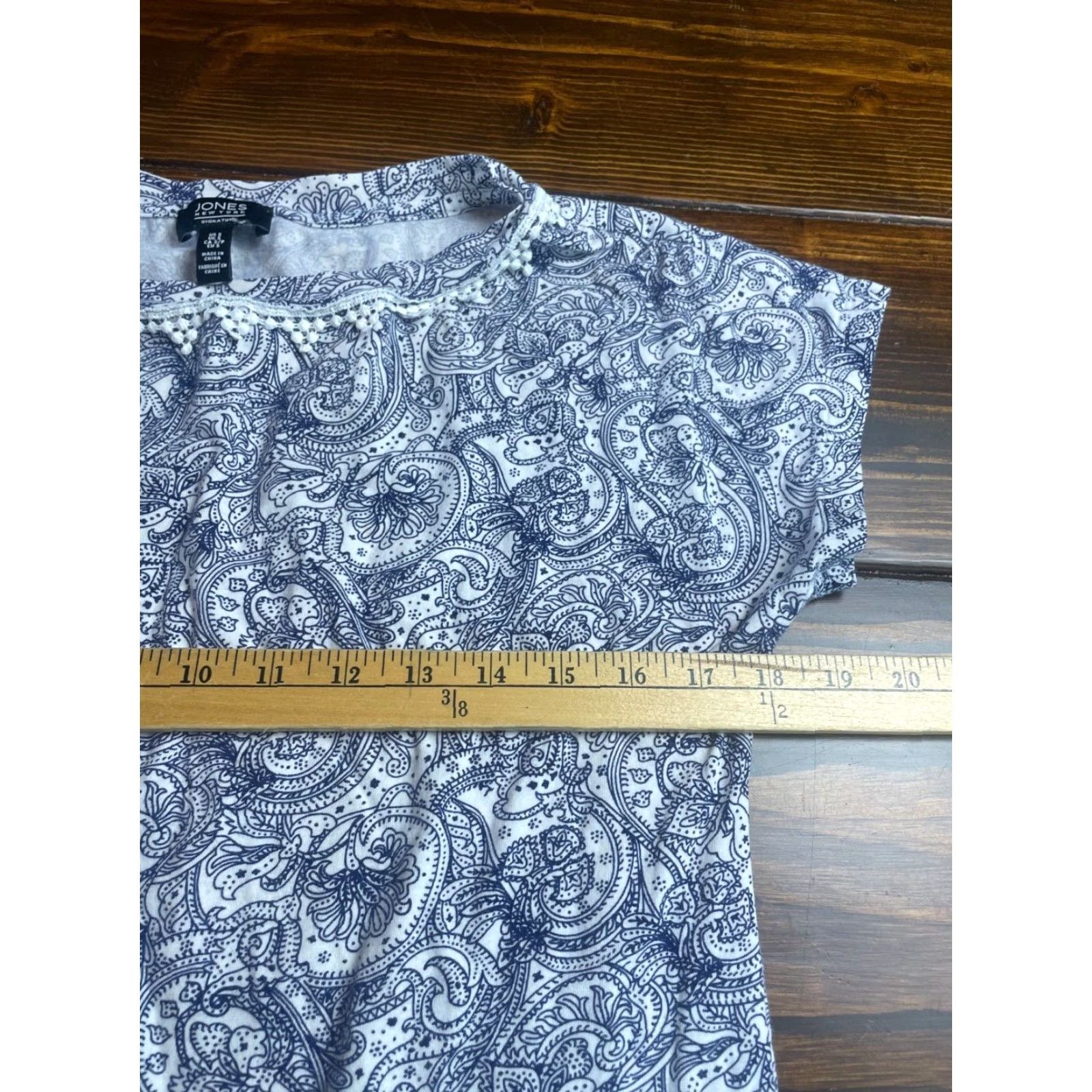 Jones New York Jones New York Shirt Women's Small Blue White Short Sleeve Floral Blouse Size S / US 4 / IT 40 - 5 Thumbnail